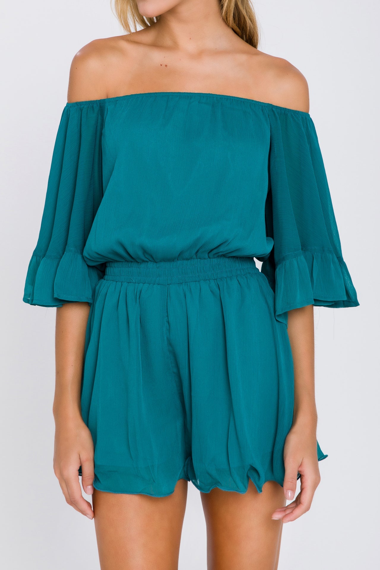 Ruffled Sleeve Romper