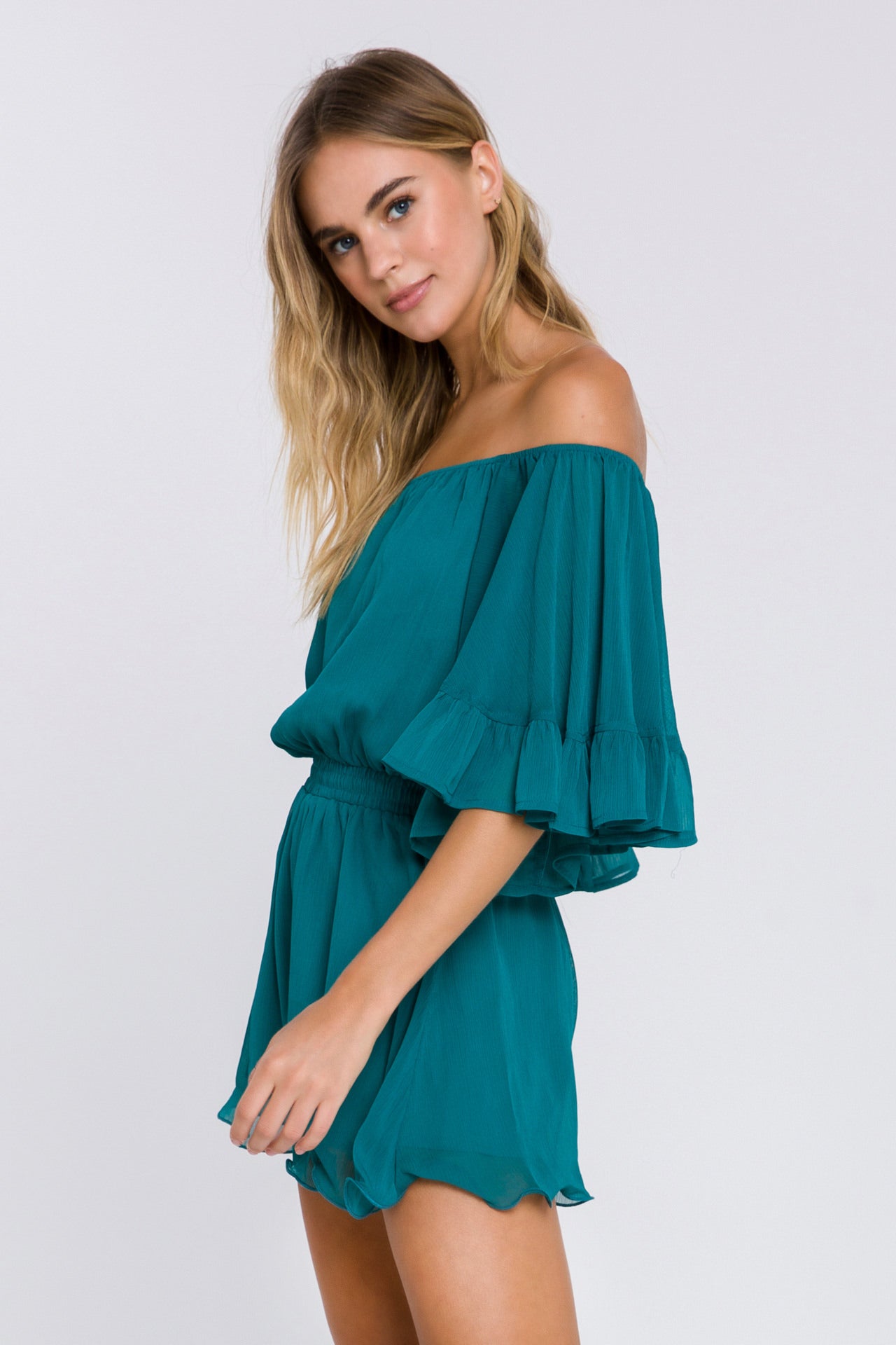 Ruffled Sleeve Romper