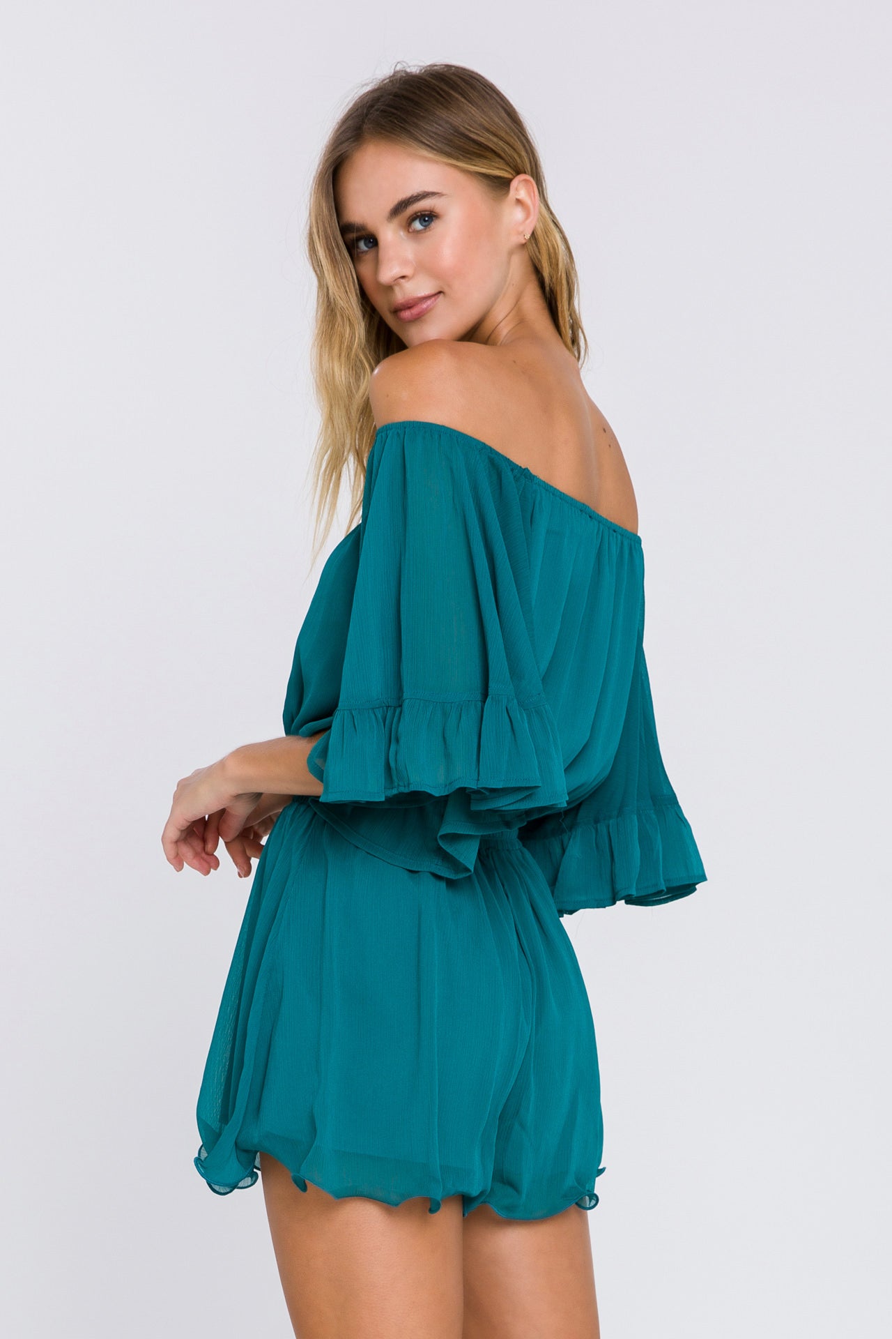 Ruffled Sleeve Romper