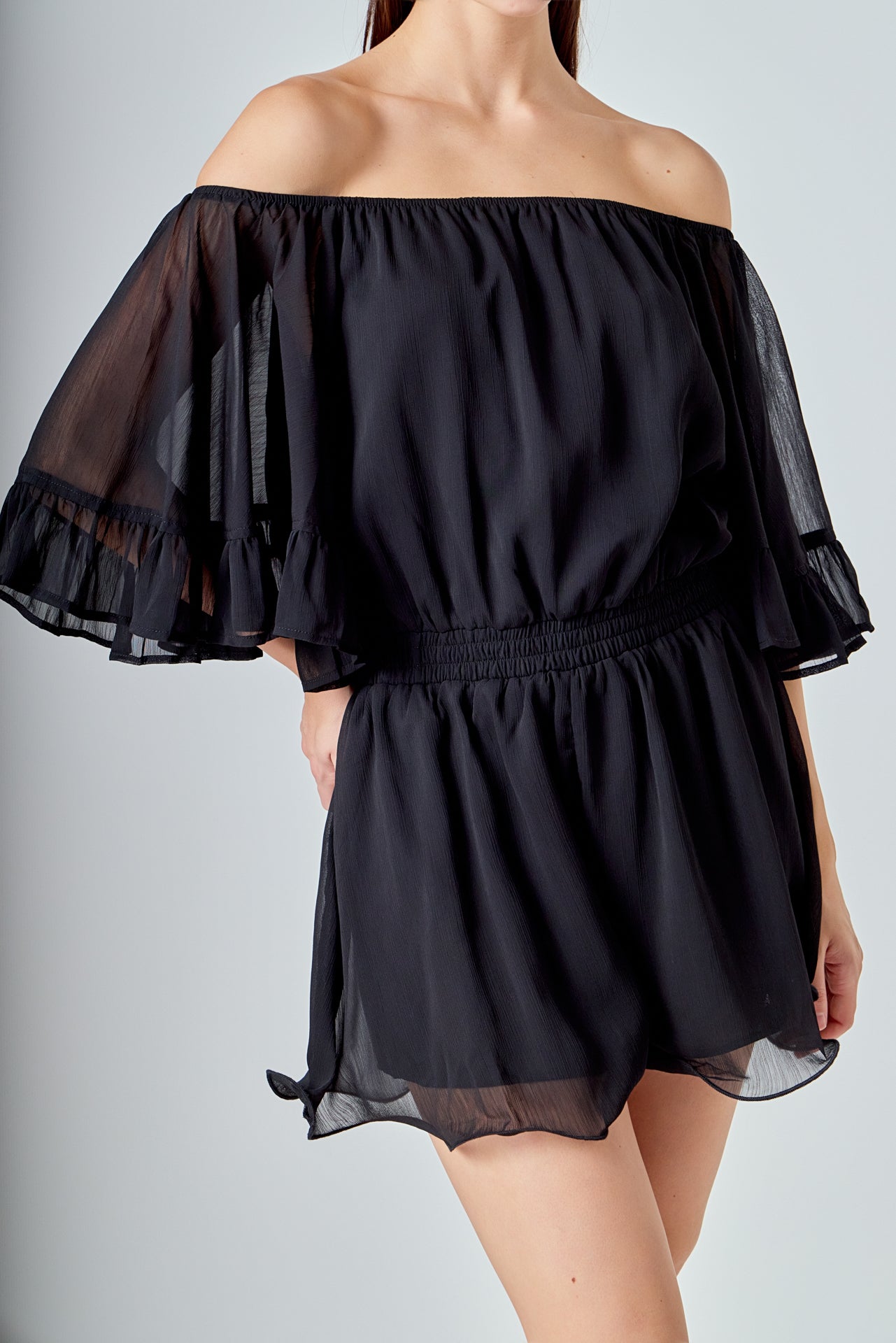 ENDLESS ROSE - Ruffled Sleeve Romper - ROMPERS available at Objectrare