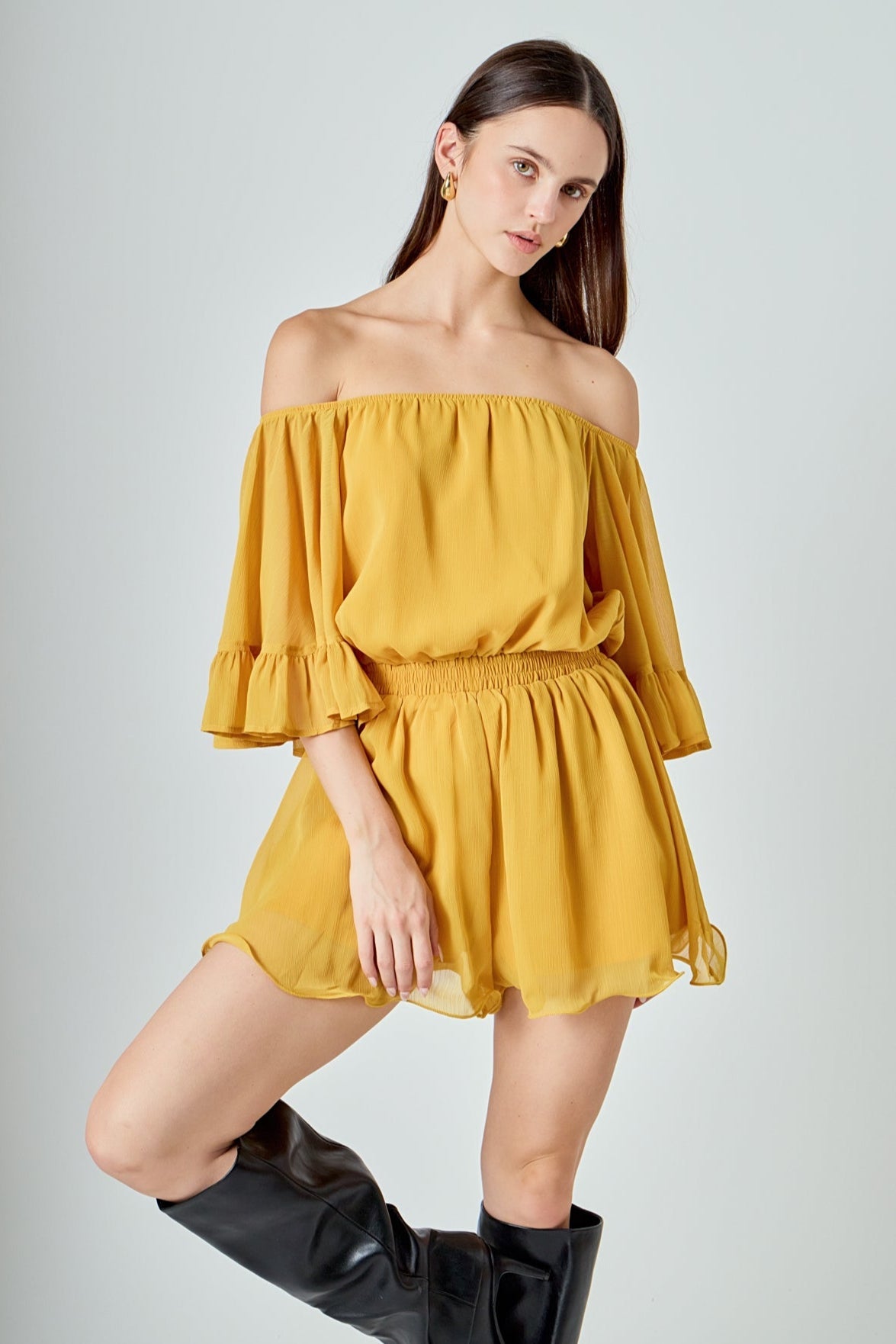 ENDLESS ROSE - Ruffled Sleeve Romper - ROMPERS available at Objectrare