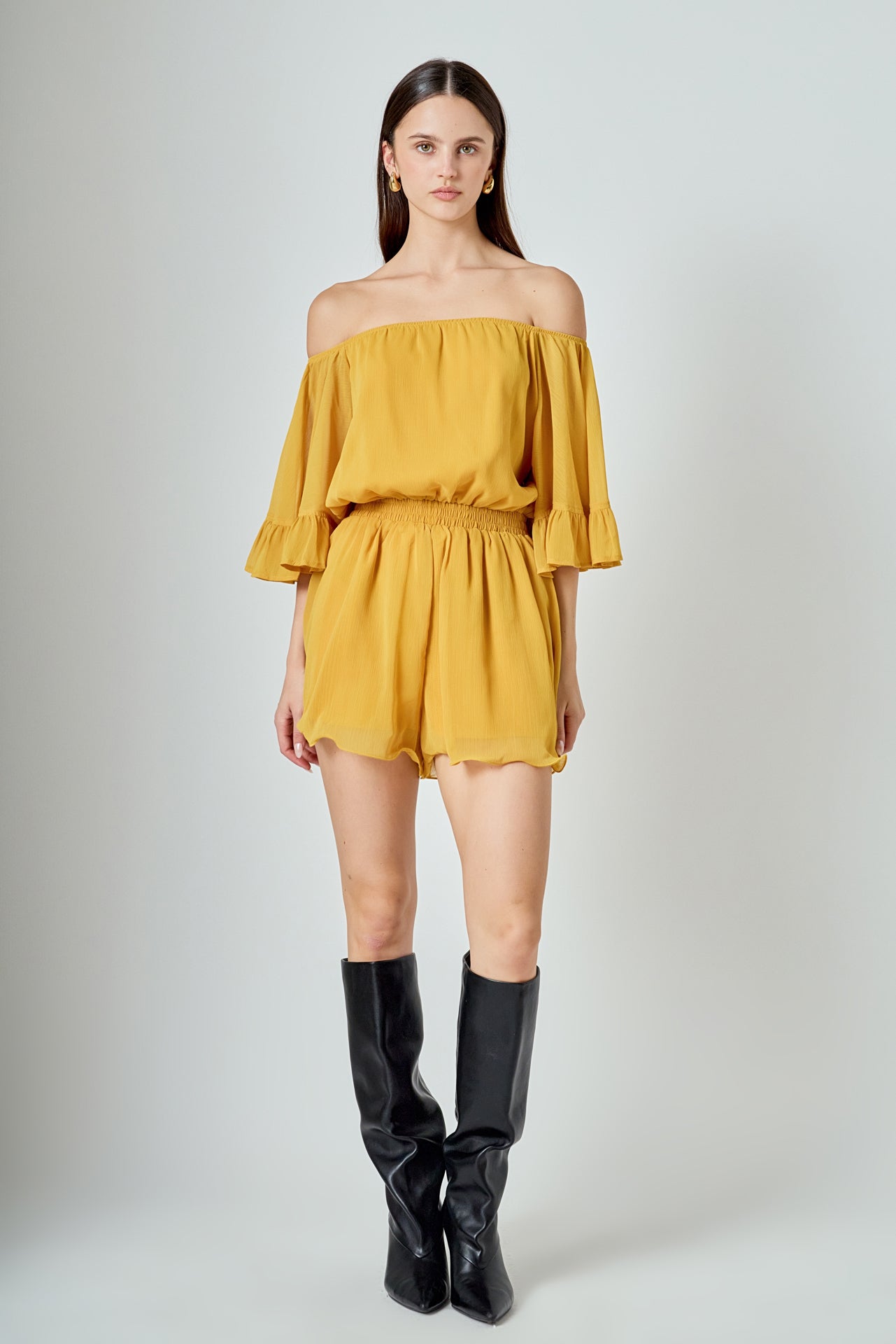ENDLESS ROSE - Ruffled Sleeve Romper - ROMPERS available at Objectrare