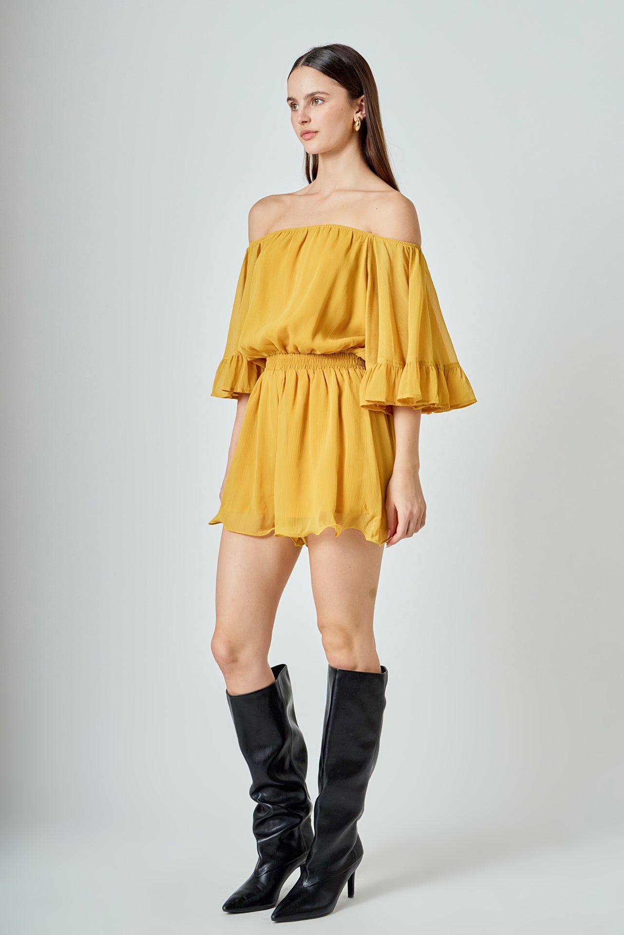 ENDLESS ROSE - Ruffled Sleeve Romper - ROMPERS available at Objectrare