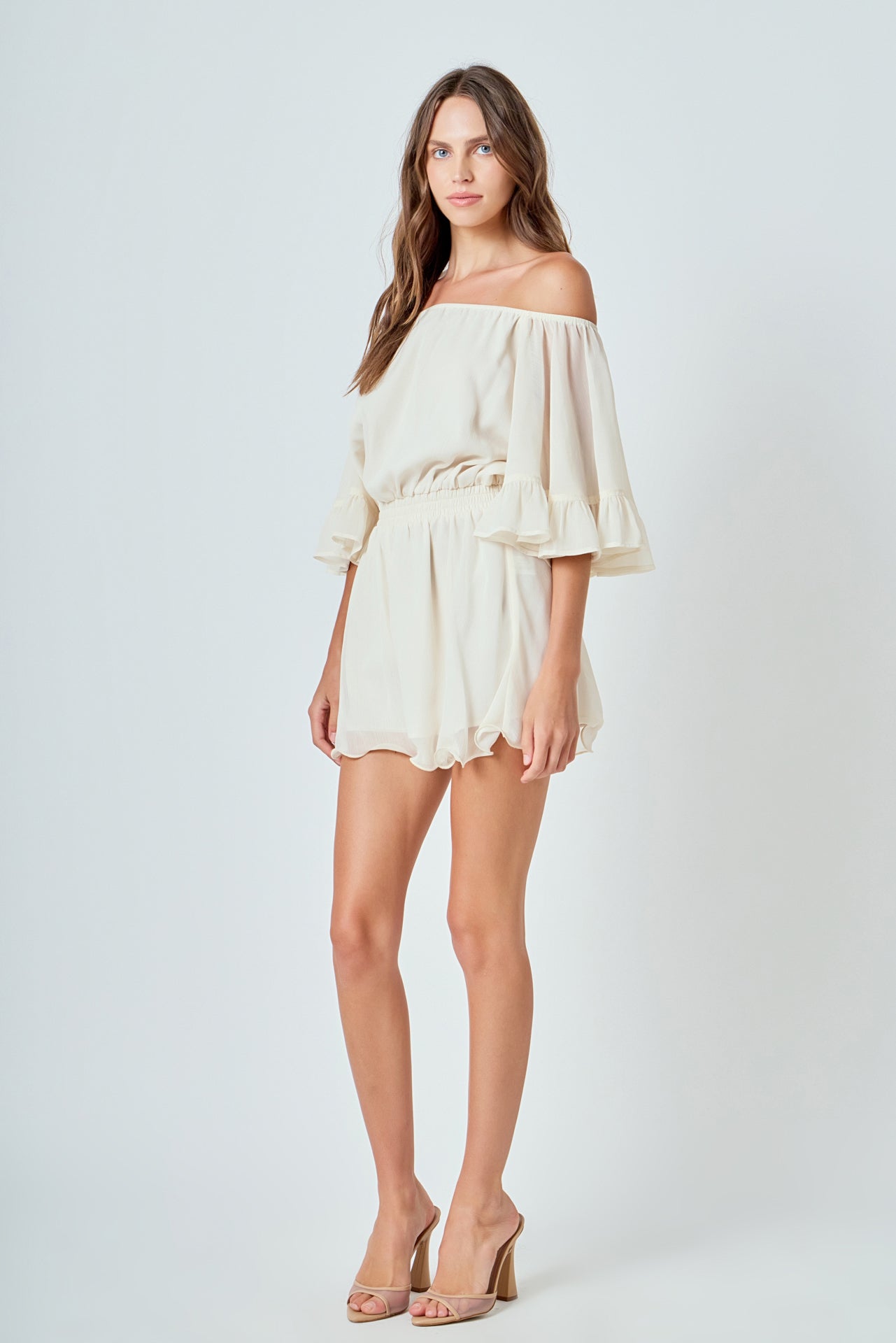 Ruffled Sleeve Romper