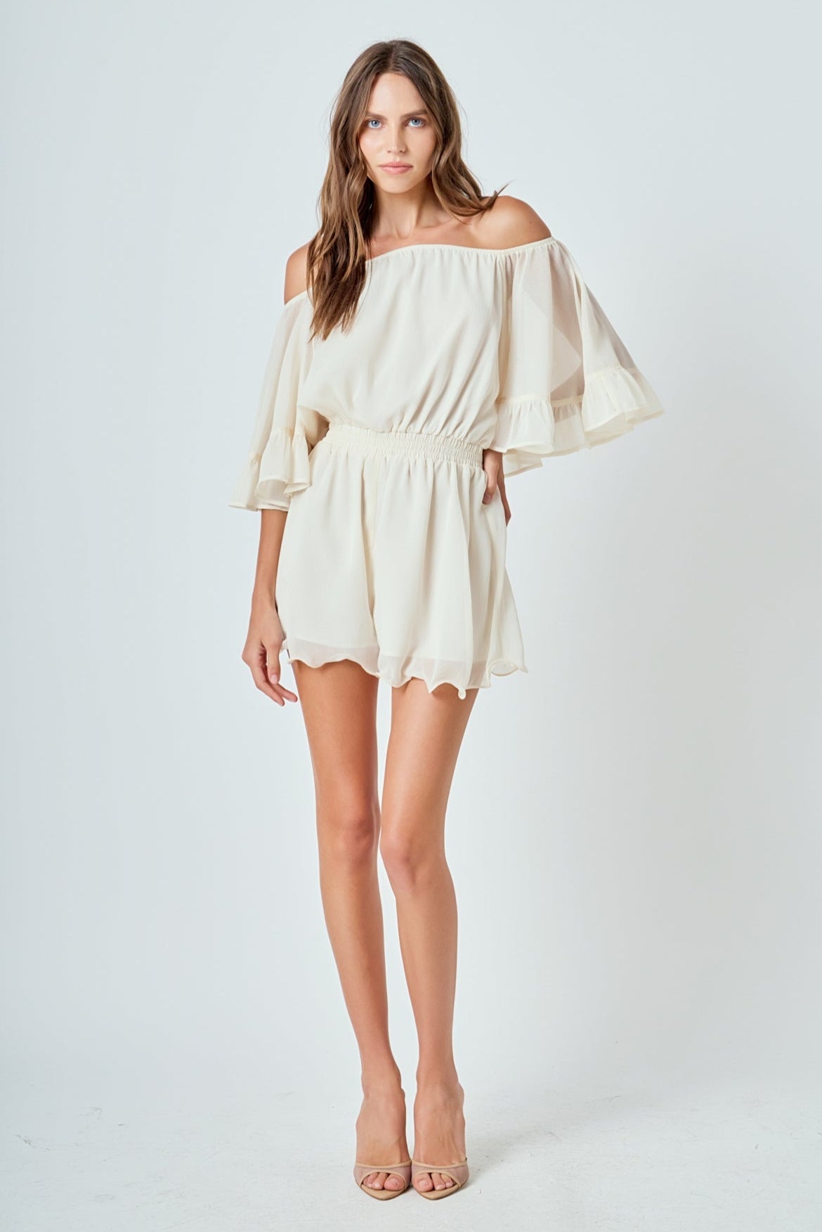 Ruffled Sleeve Romper