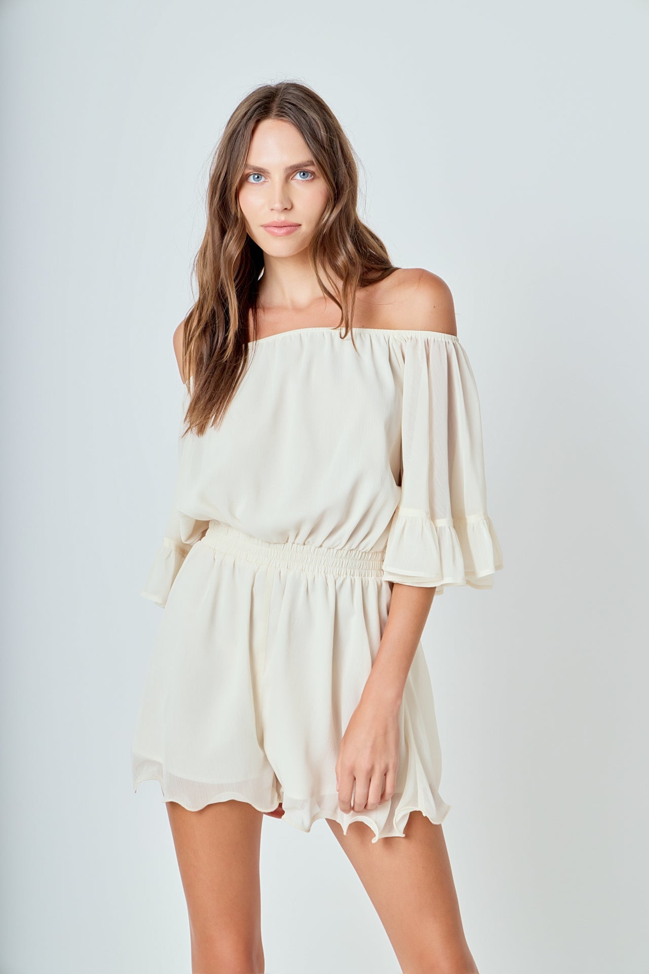 Ruffled Sleeve Romper