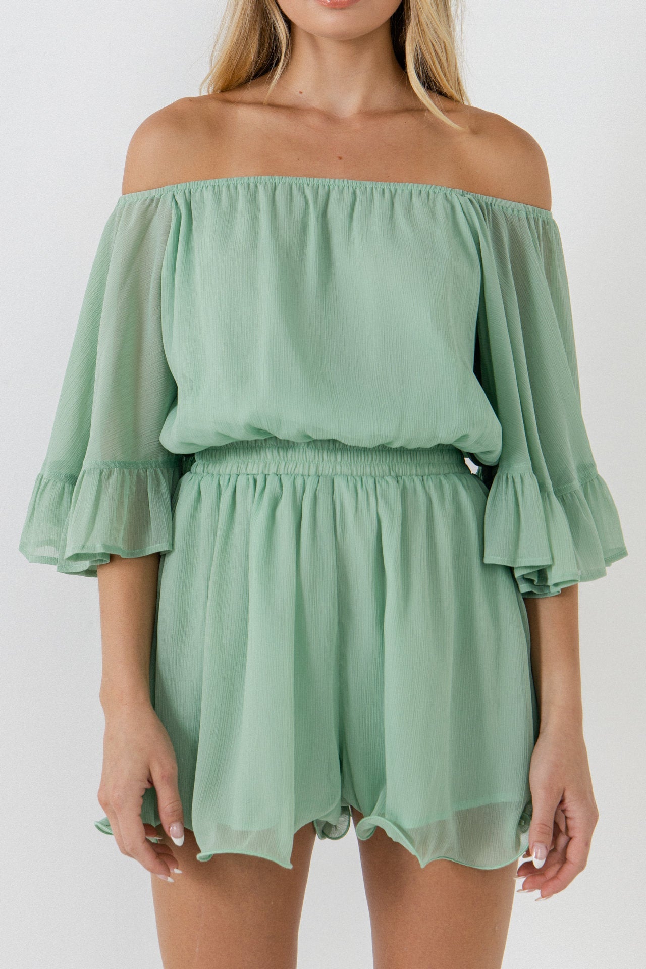 Ruffled Sleeve Romper