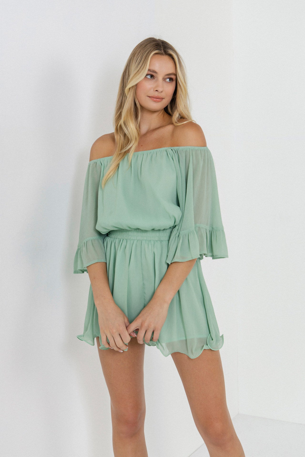 Ruffled Sleeve Romper