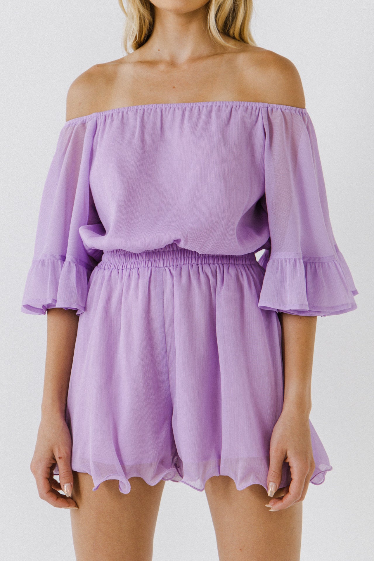 Ruffled Sleeve Romper