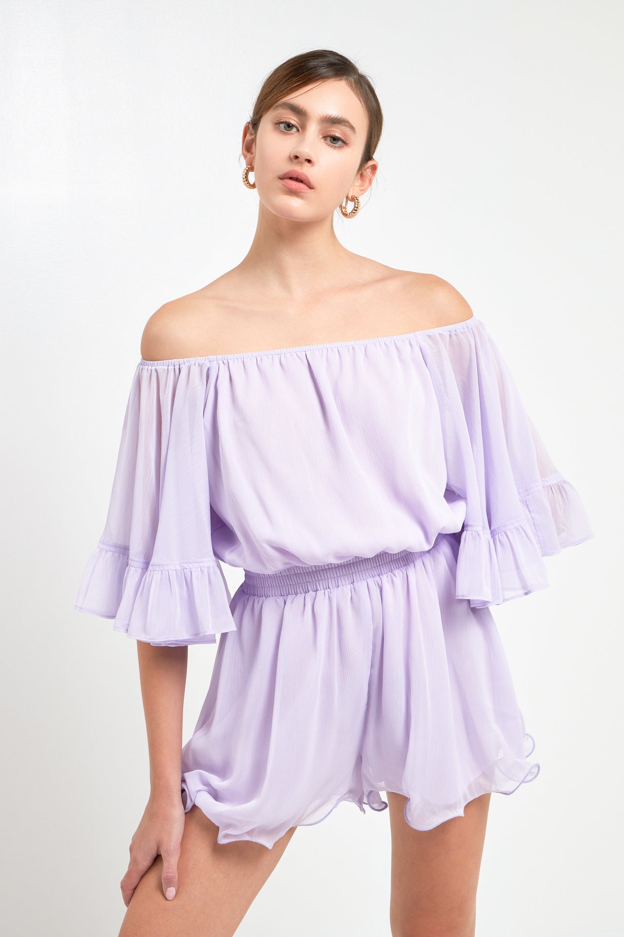 Ruffled Sleeve Romper