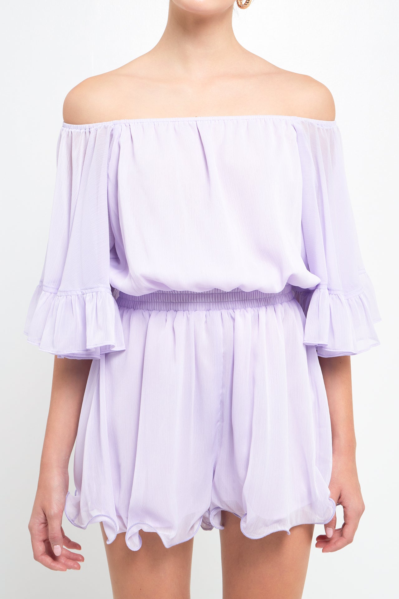 Ruffled Sleeve Romper