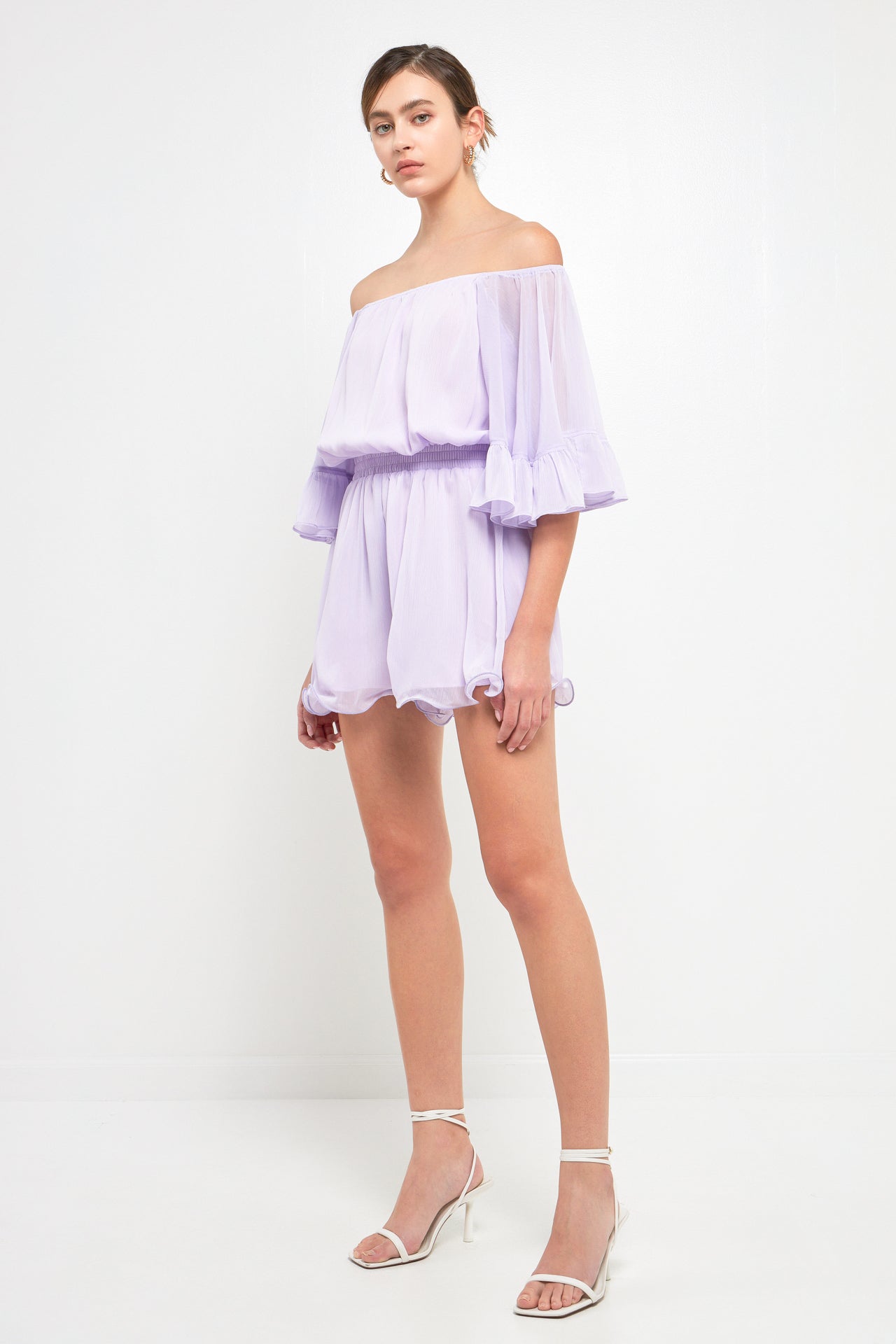 Ruffled Sleeve Romper