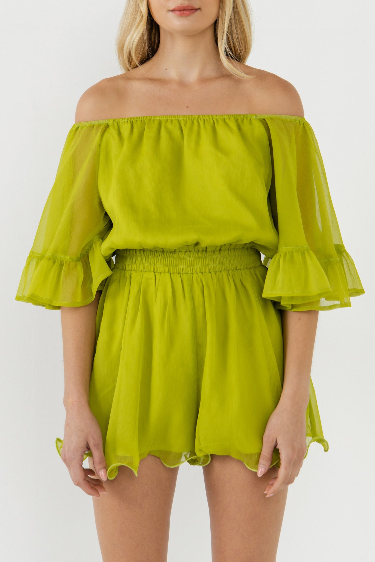 Ruffled Sleeve Romper