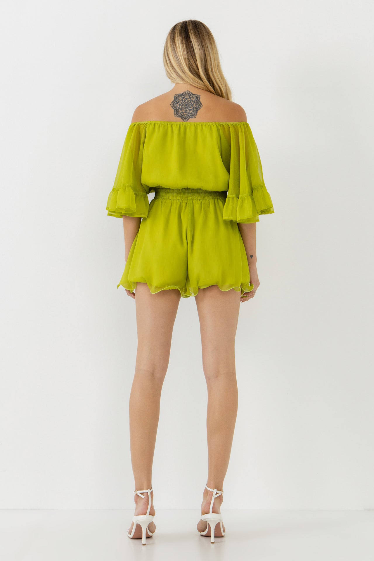 Ruffled Sleeve Romper