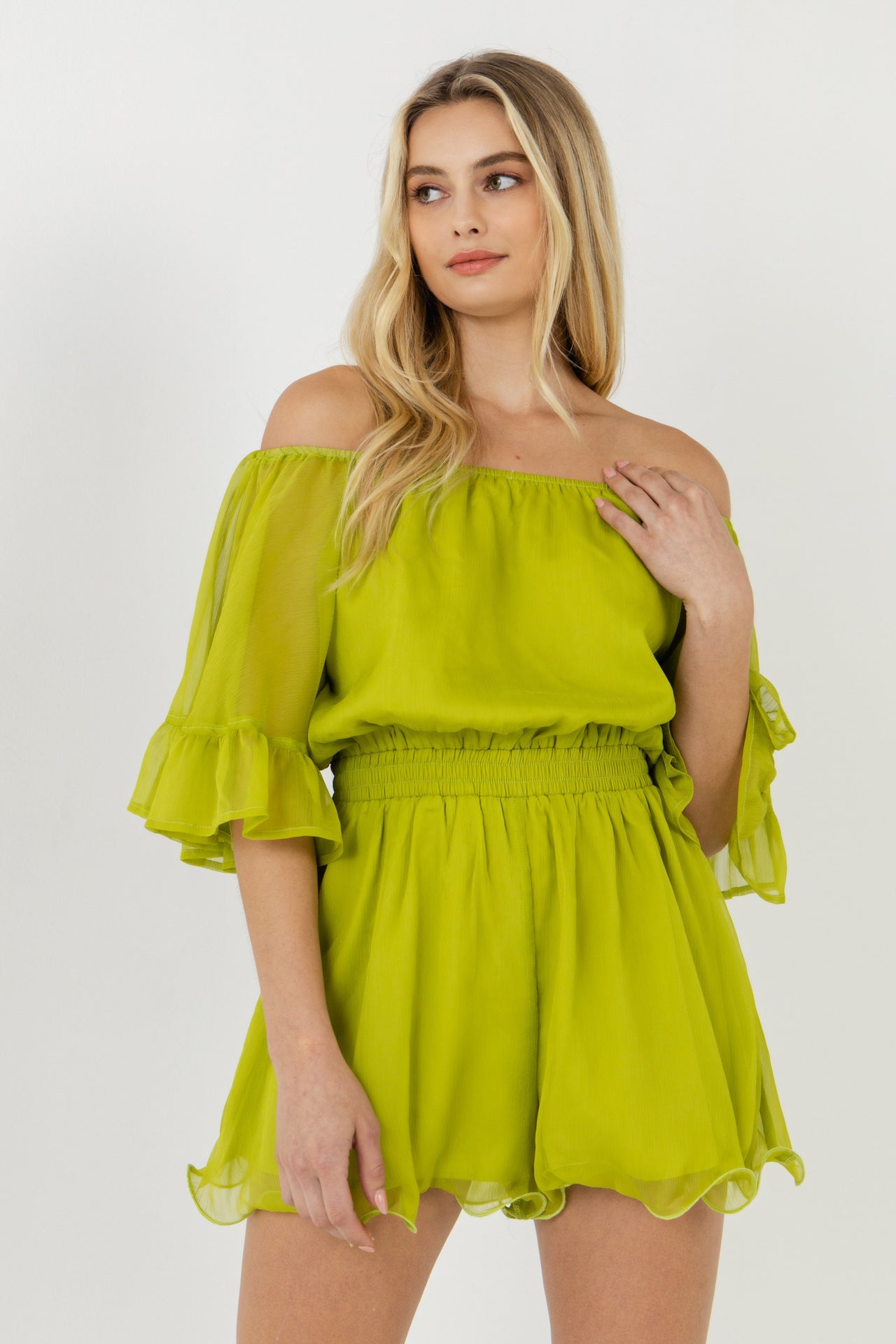 Ruffled Sleeve Romper