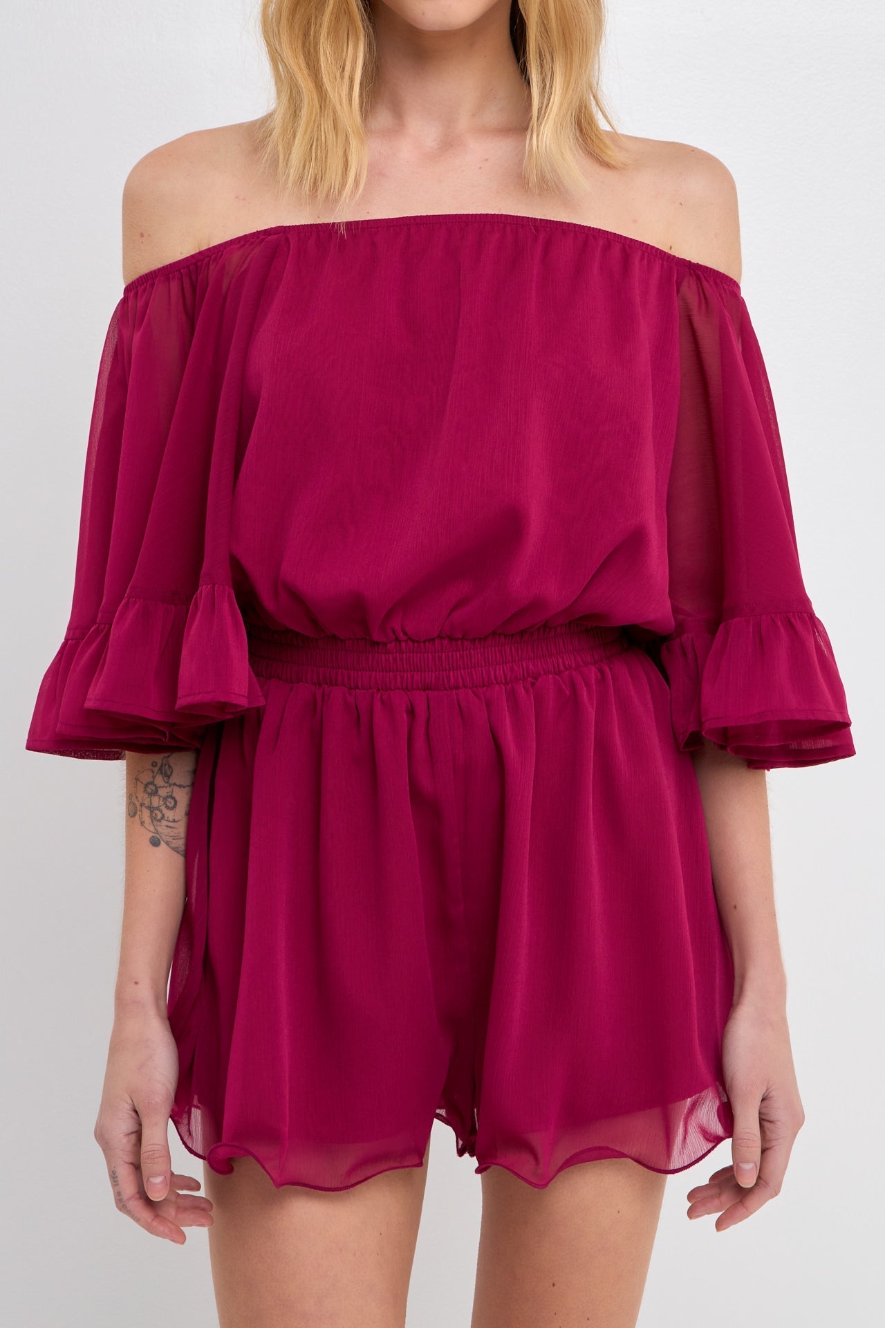 Ruffled Sleeve Romper