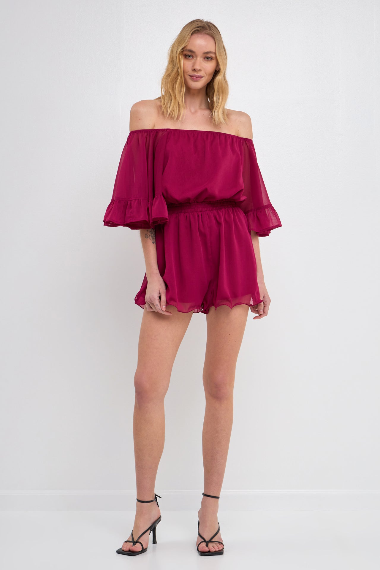 Ruffled Sleeve Romper