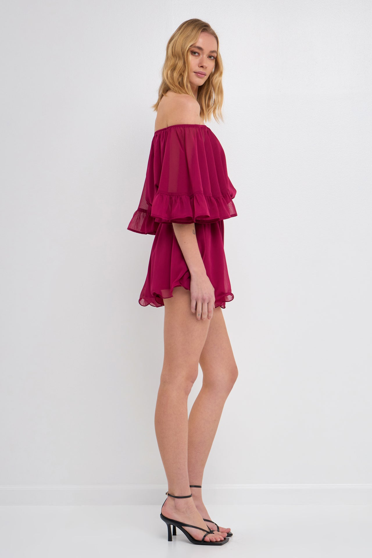 Ruffled Sleeve Romper