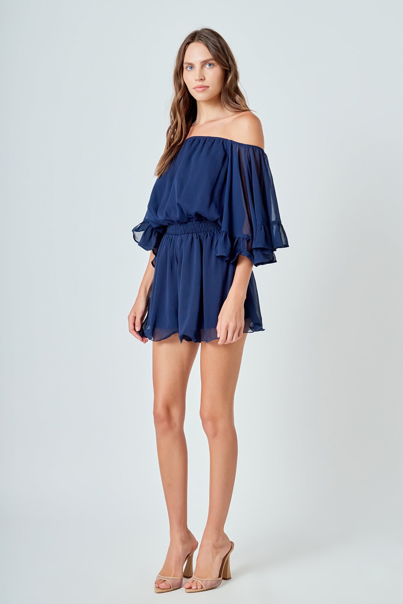 Ruffled Sleeve Romper