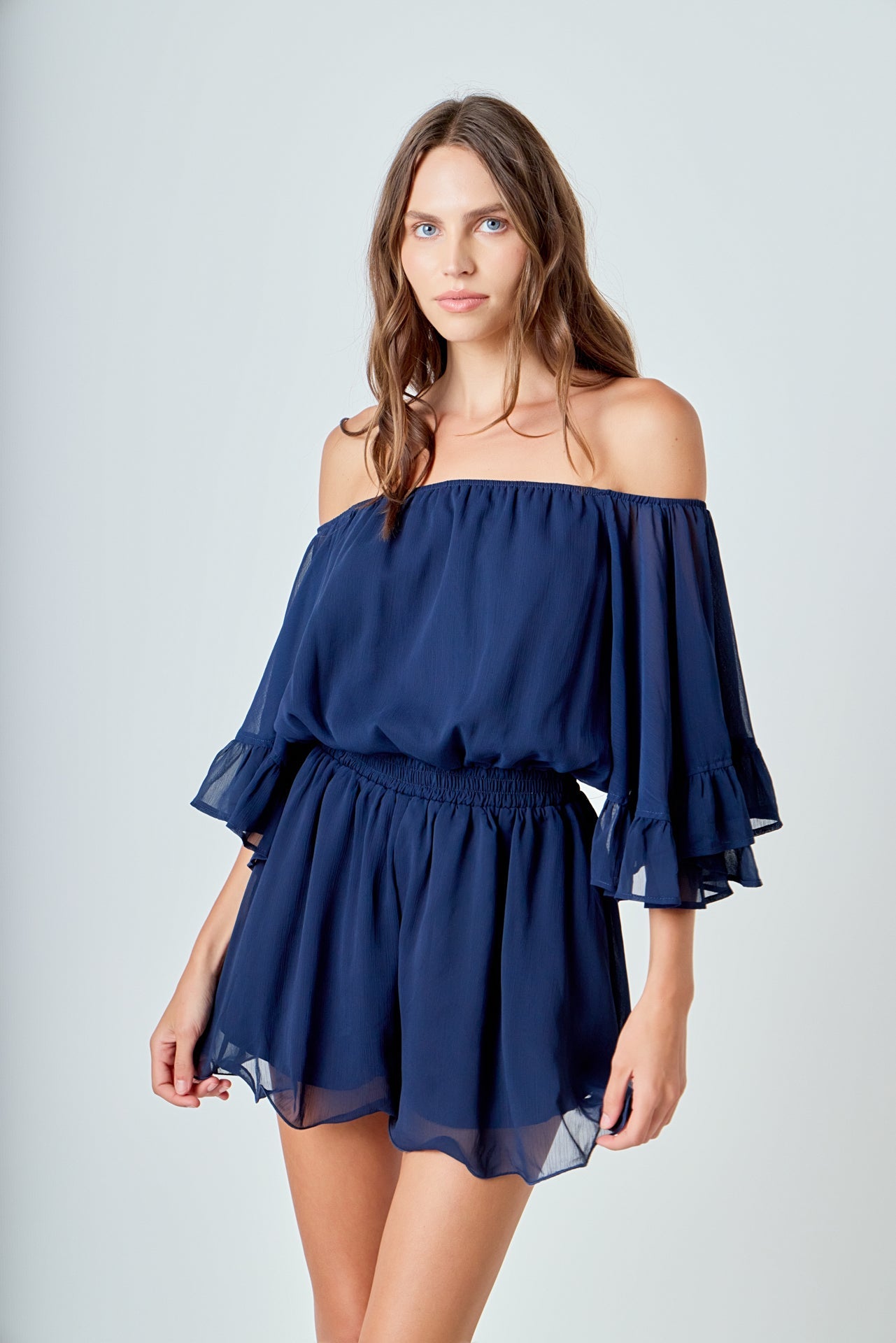 Ruffled Sleeve Romper