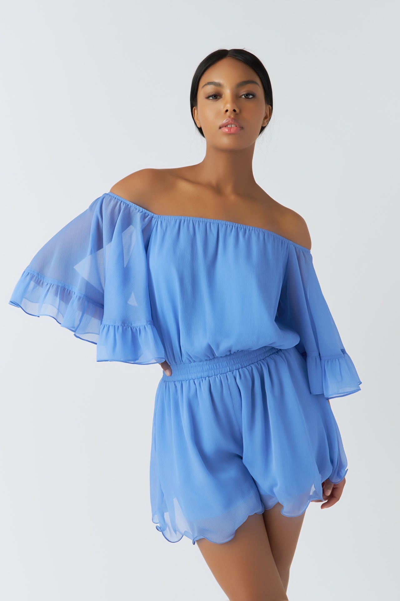 Ruffled Sleeve Romper