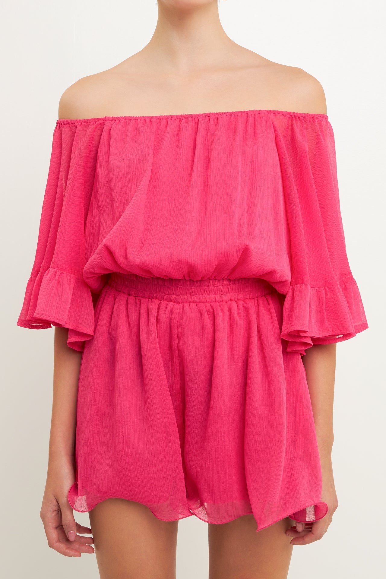 Ruffled Sleeve Romper
