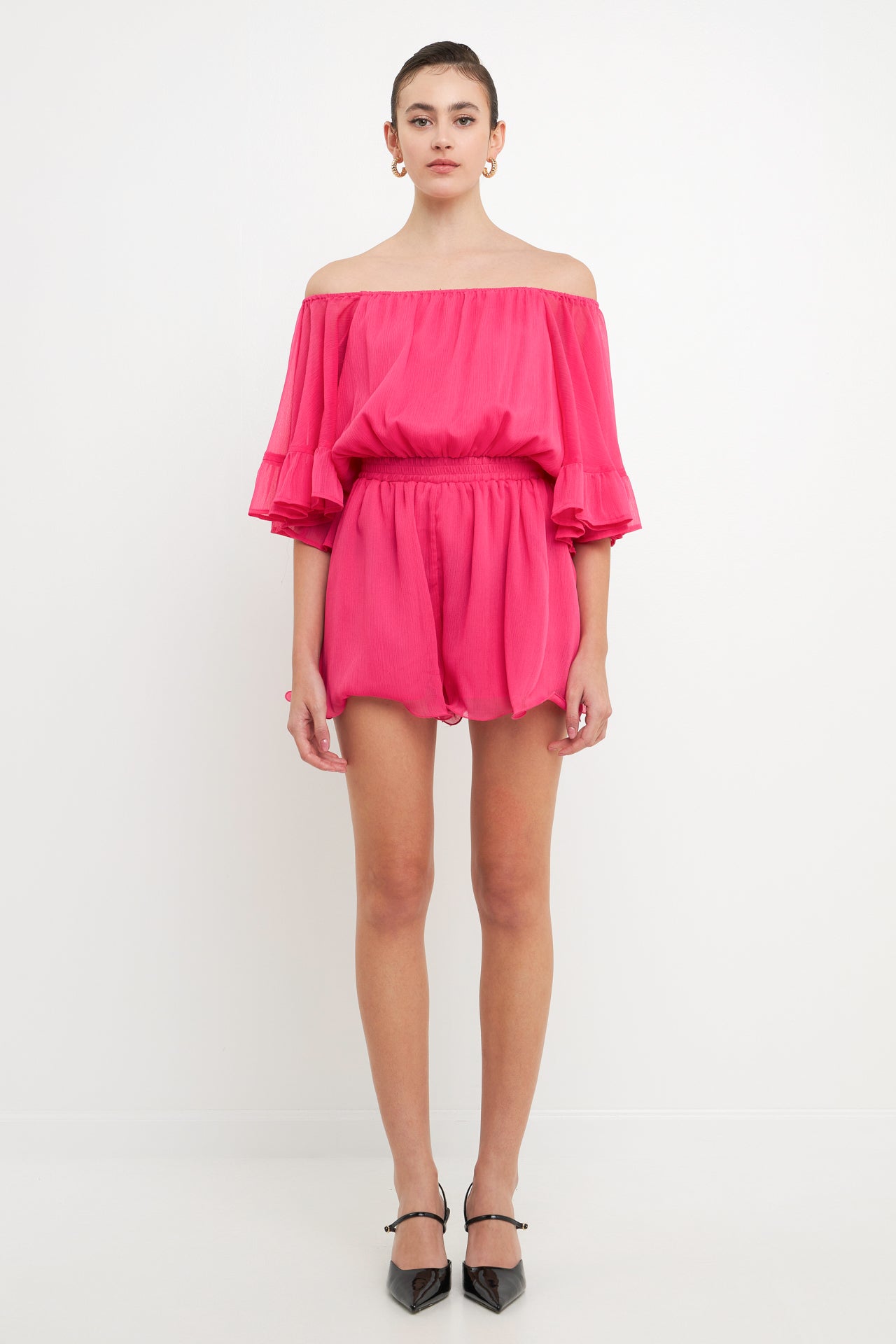 Ruffled Sleeve Romper