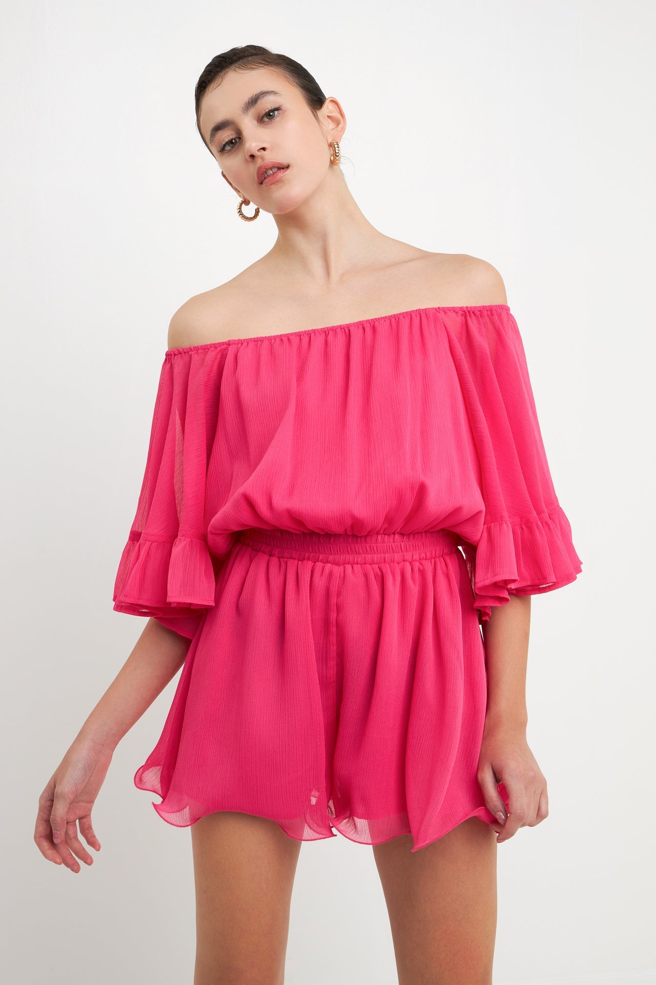 Ruffled Sleeve Romper