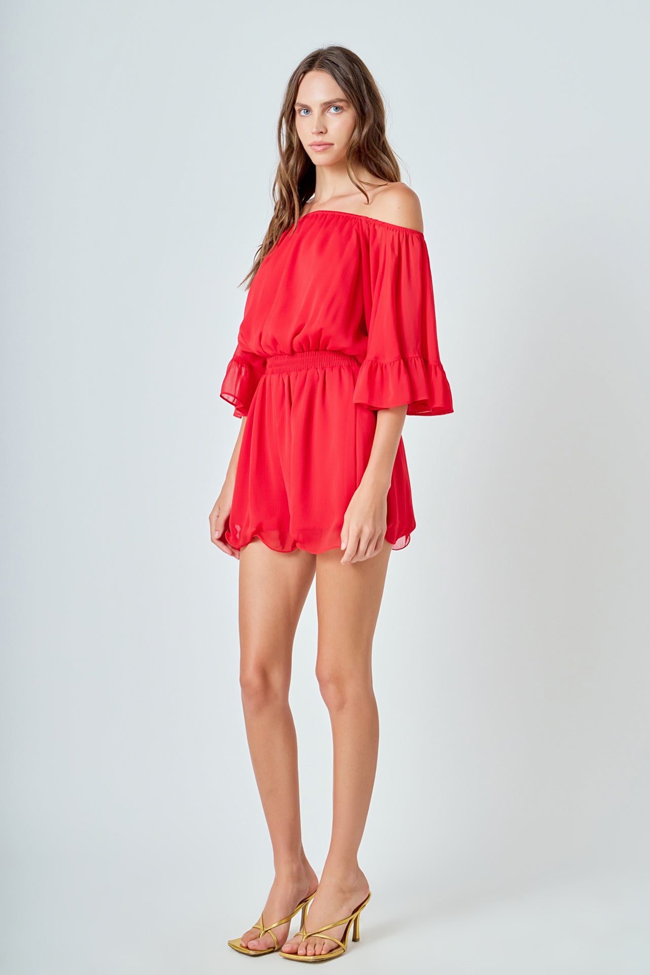 Ruffled Sleeve Romper