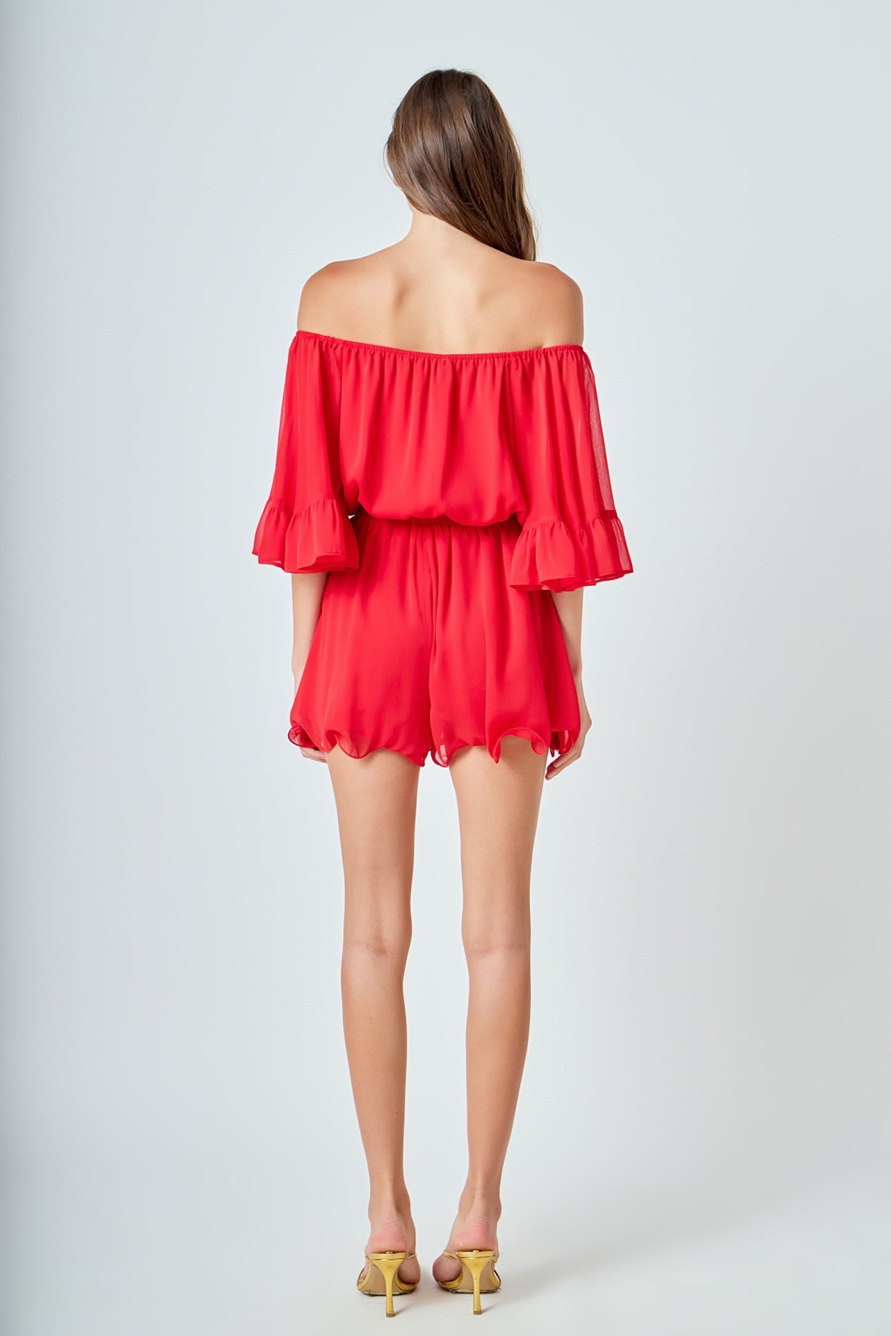 Ruffled Sleeve Romper