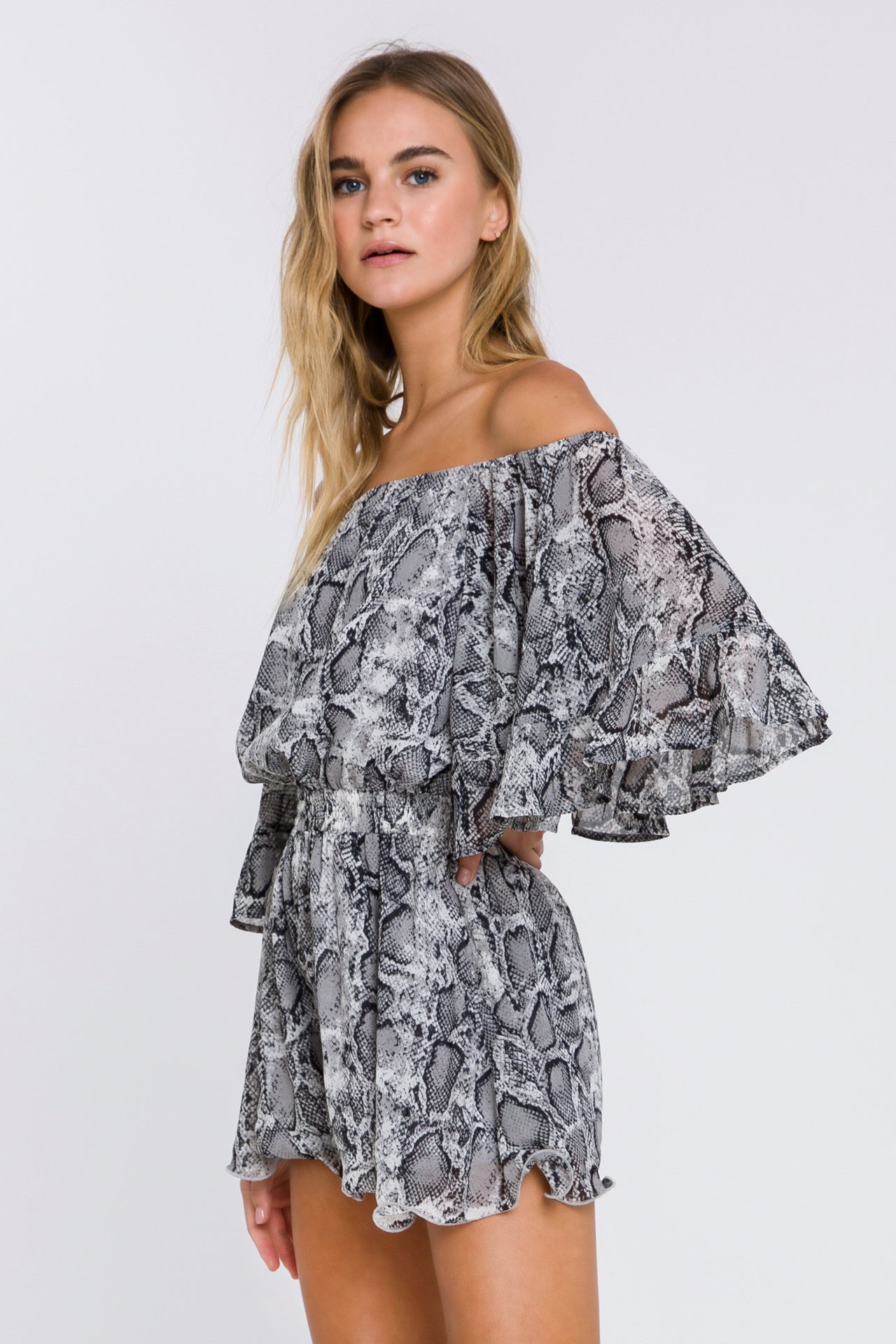 Ruffled Sleeve Romper