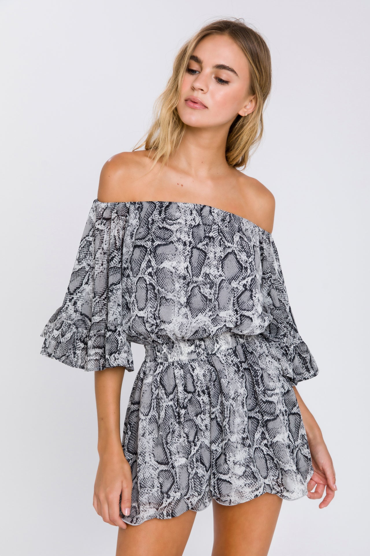 Ruffled Sleeve Romper