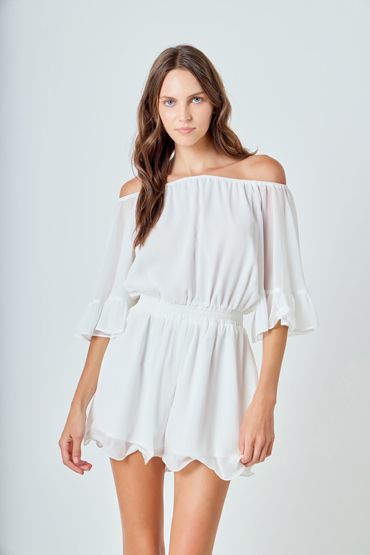 Ruffled Sleeve Romper
