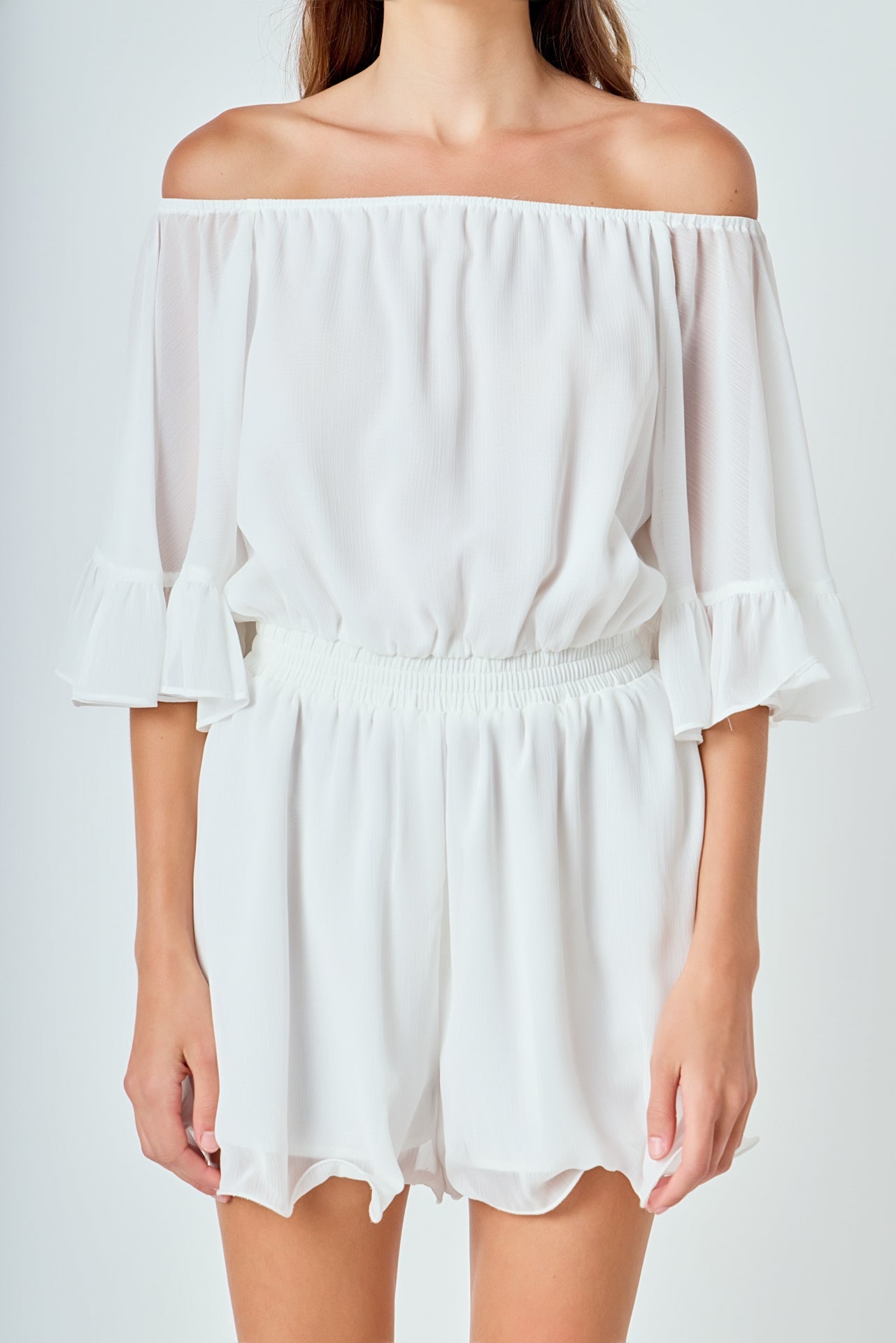 Ruffled Sleeve Romper