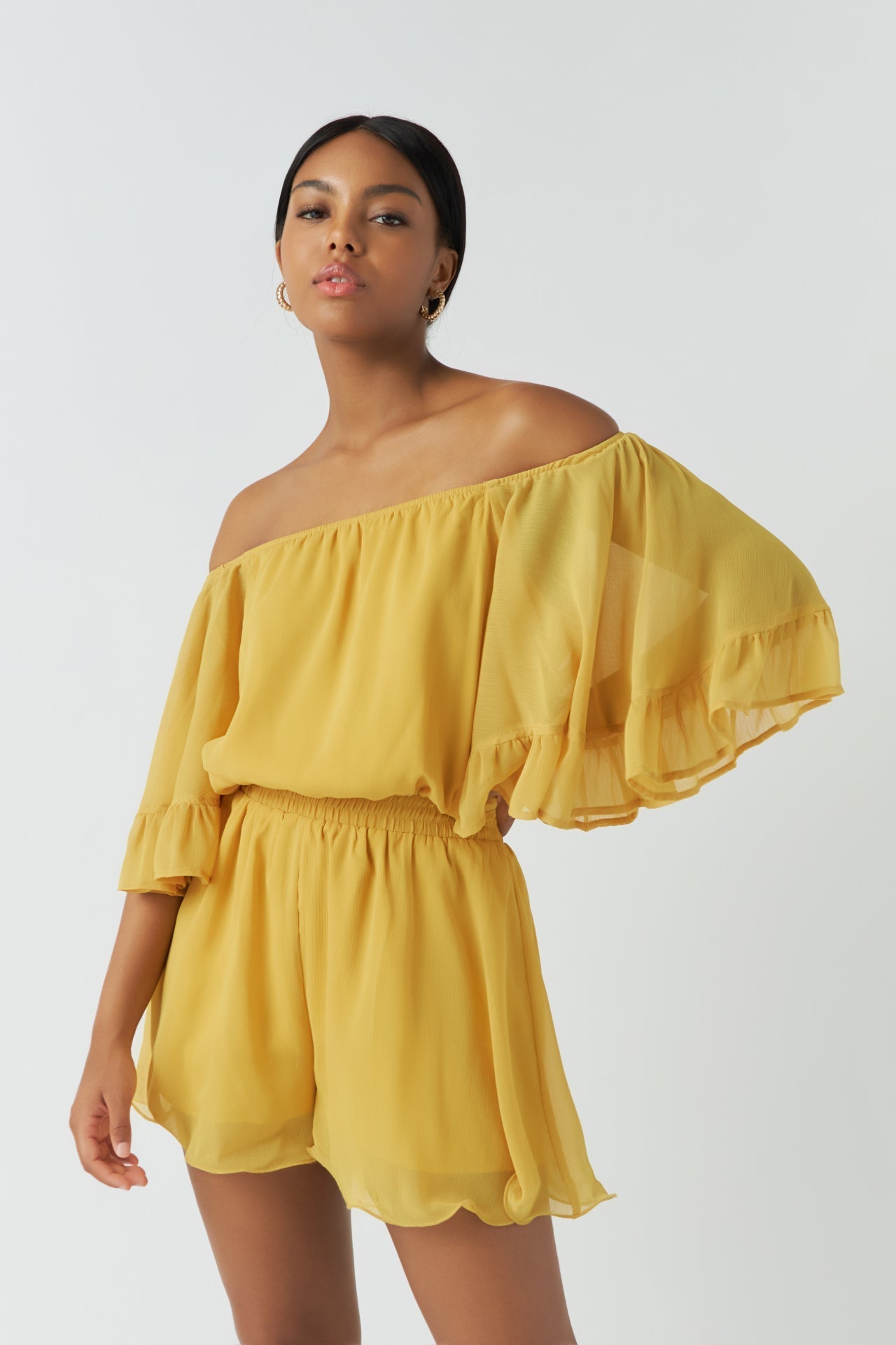 Ruffled Sleeve Romper