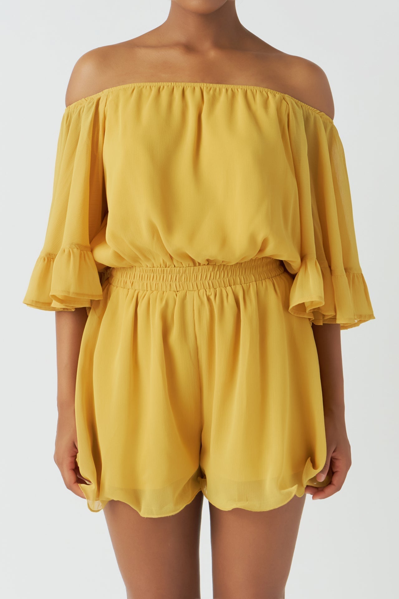 Ruffled Sleeve Romper