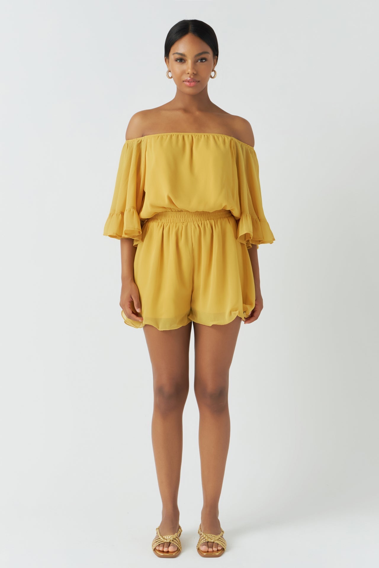 Ruffled Sleeve Romper