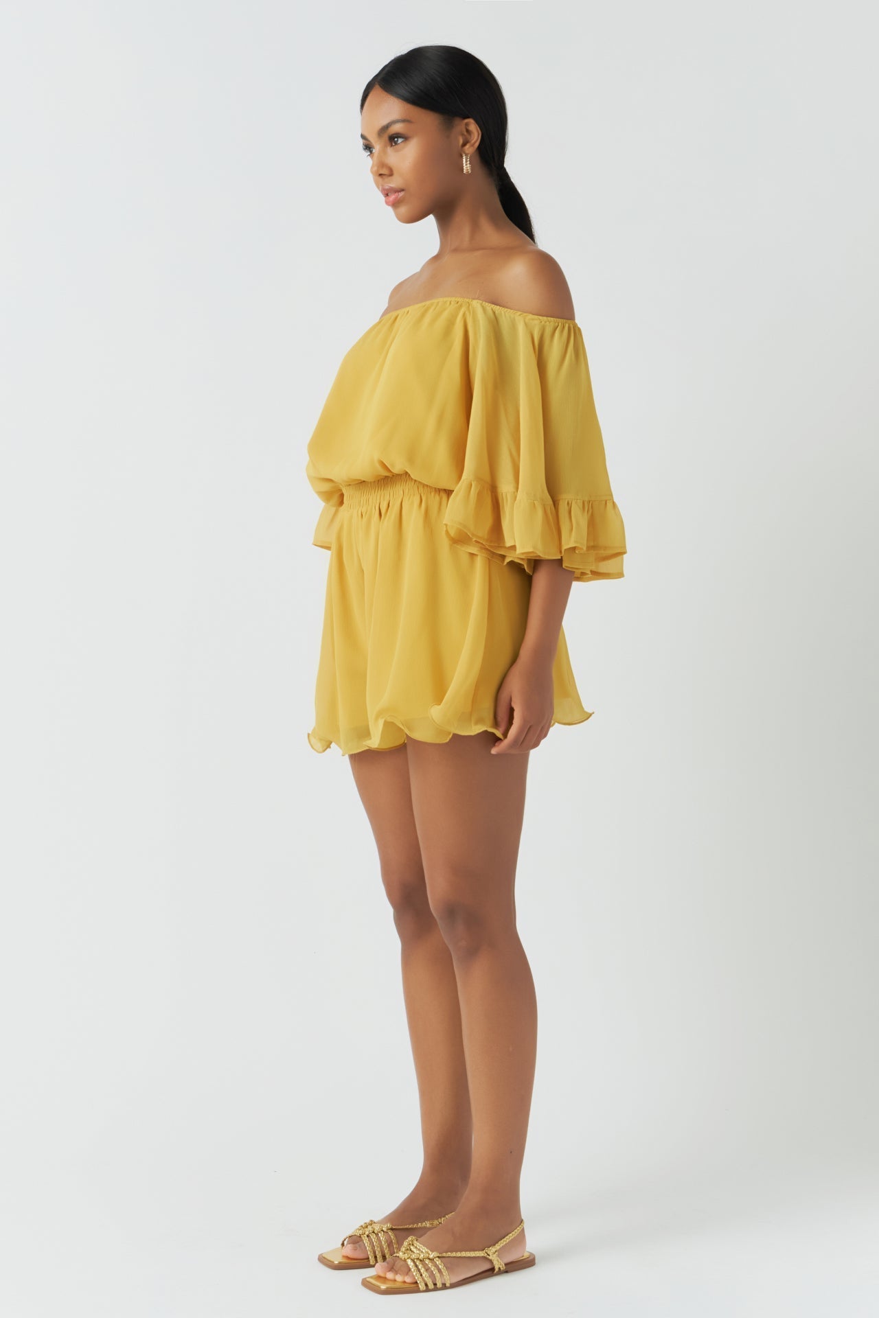 Ruffled Sleeve Romper