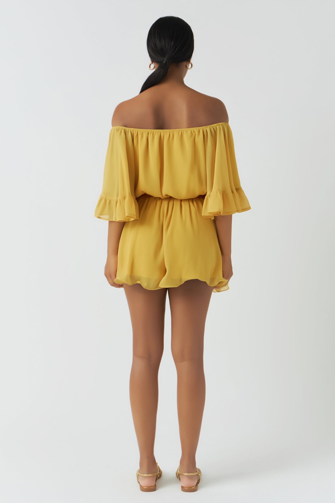 Ruffled Sleeve Romper