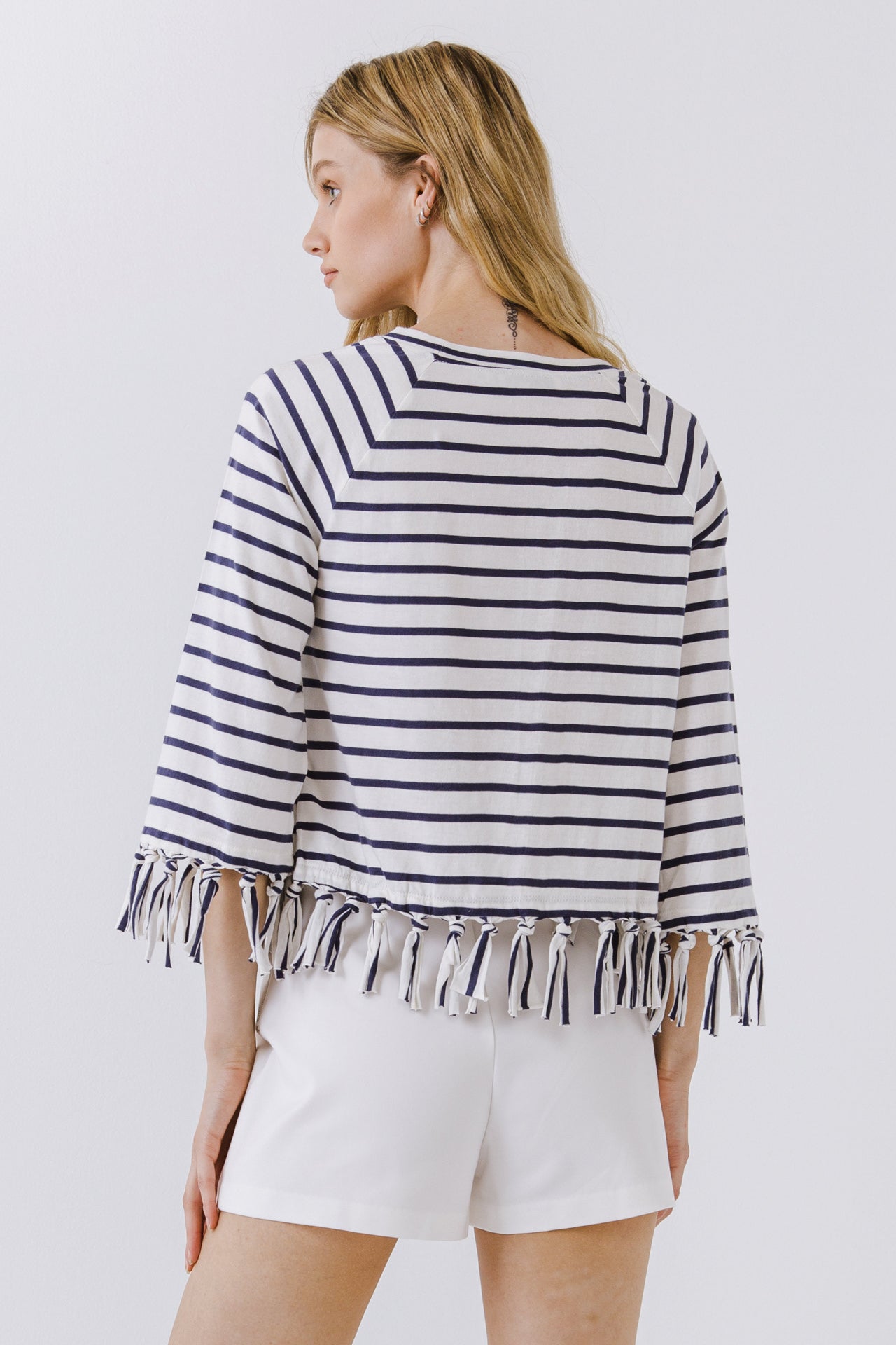 ENGLISH FACTORY - Strip Top with Fringe Detail - TOPS available at Objectrare
