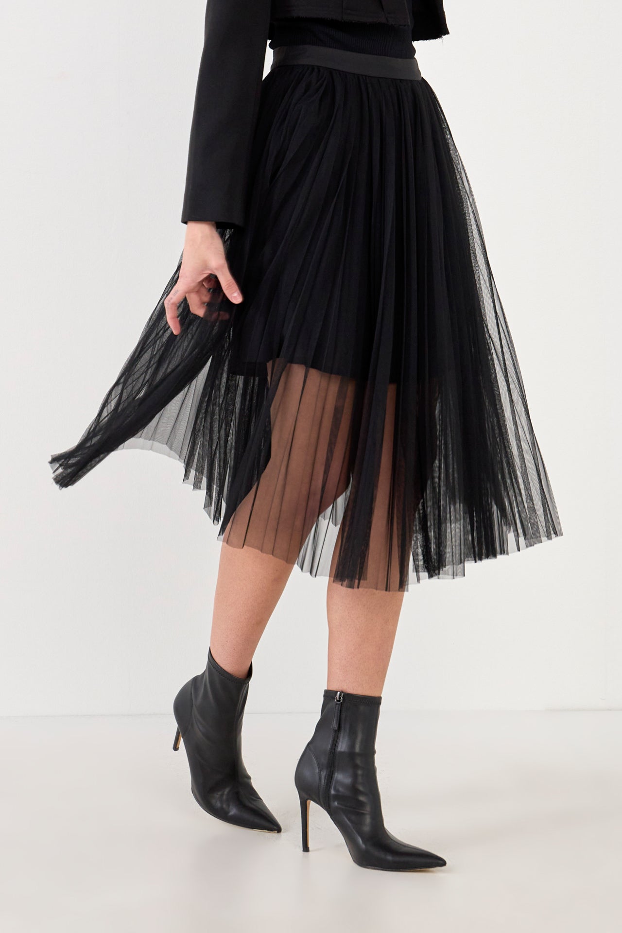 ENGLISH FACTORY - Mesh Combo Pleats Skirt - SKIRTS available at Objectrare