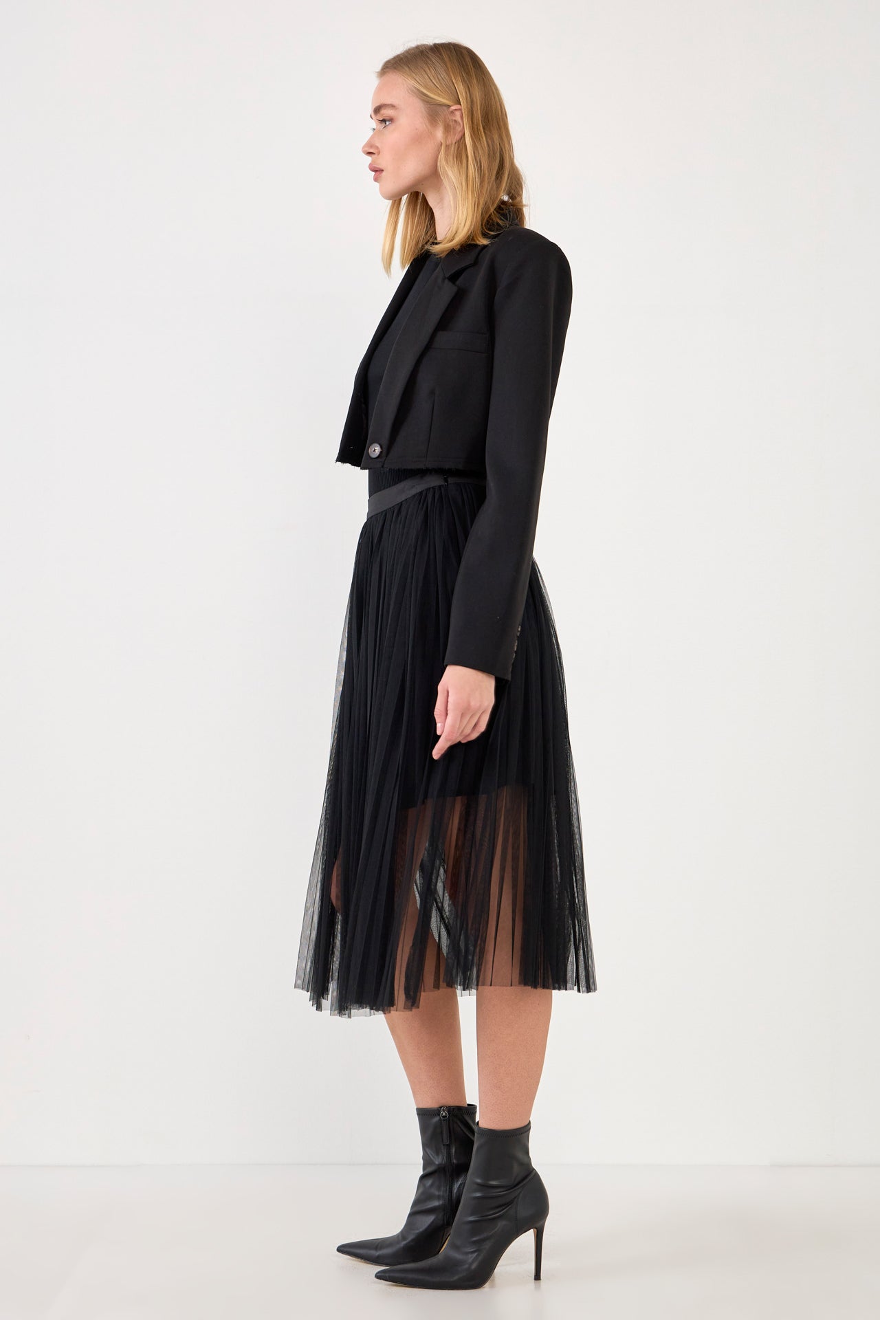 ENGLISH FACTORY - Mesh Combo Pleats Skirt - SKIRTS available at Objectrare