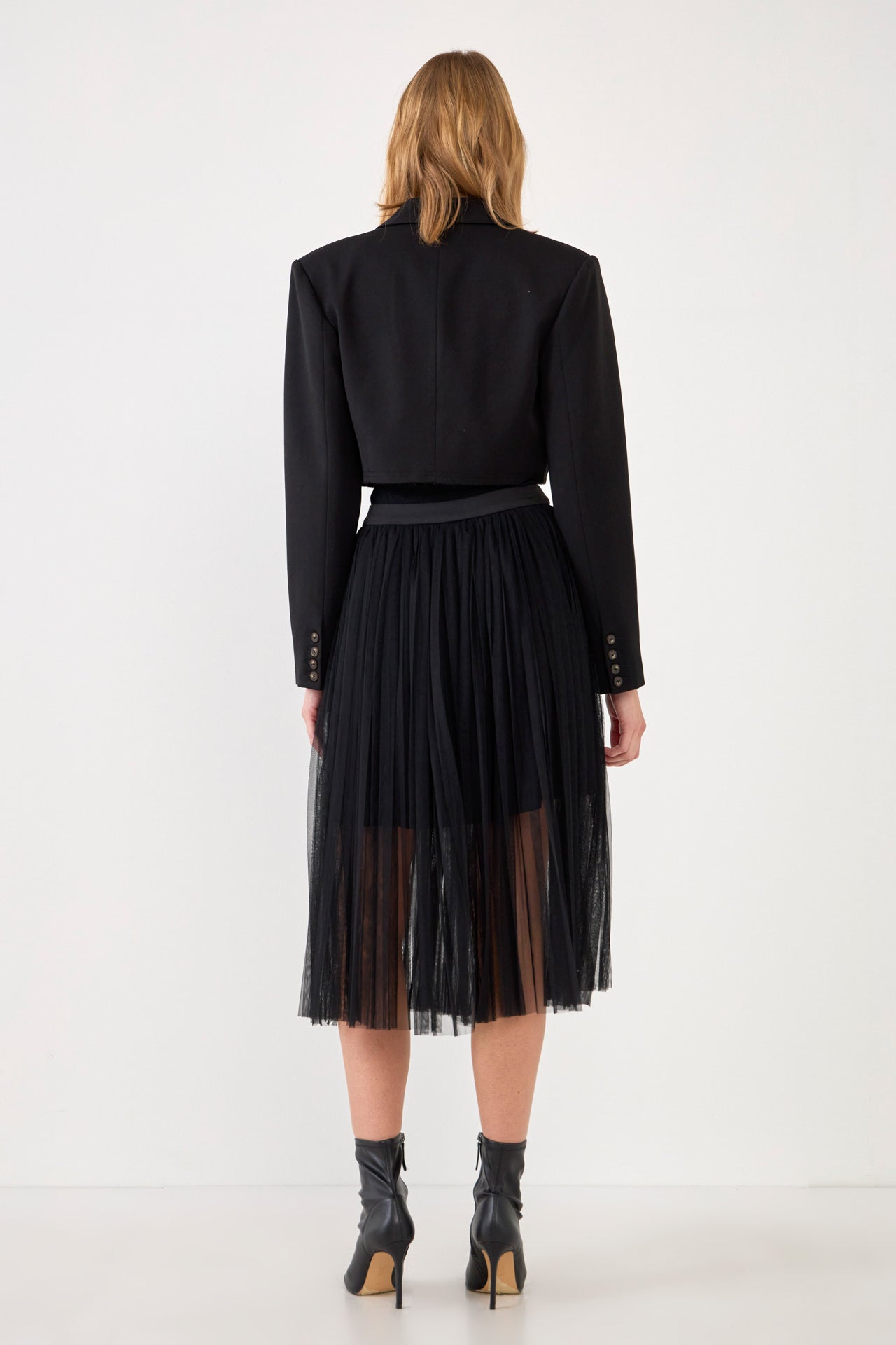ENGLISH FACTORY - Mesh Combo Pleats Skirt - SKIRTS available at Objectrare