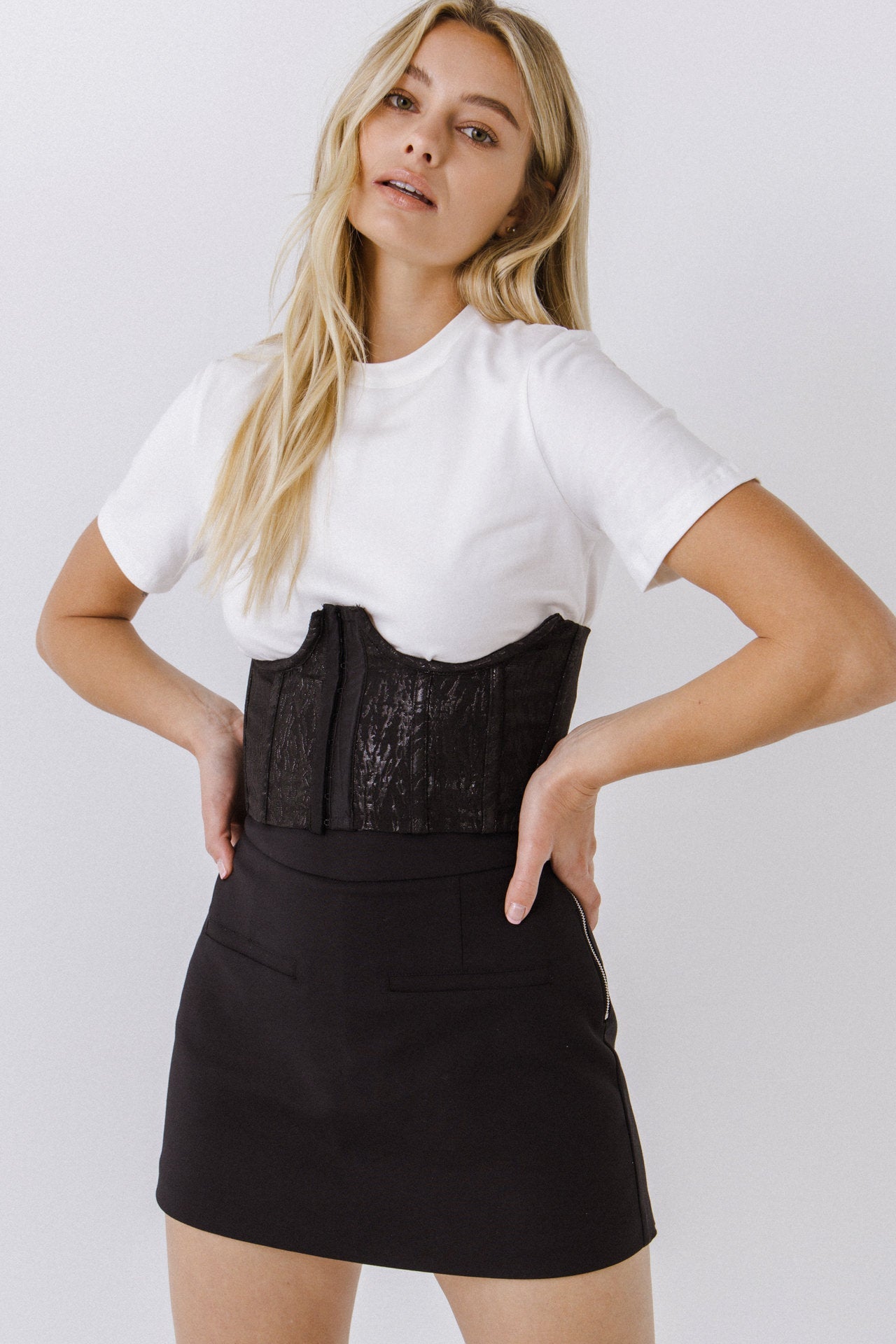 ENDLESS ROSE - Corset Contrast T-shirt - TOPS available at Objectrare