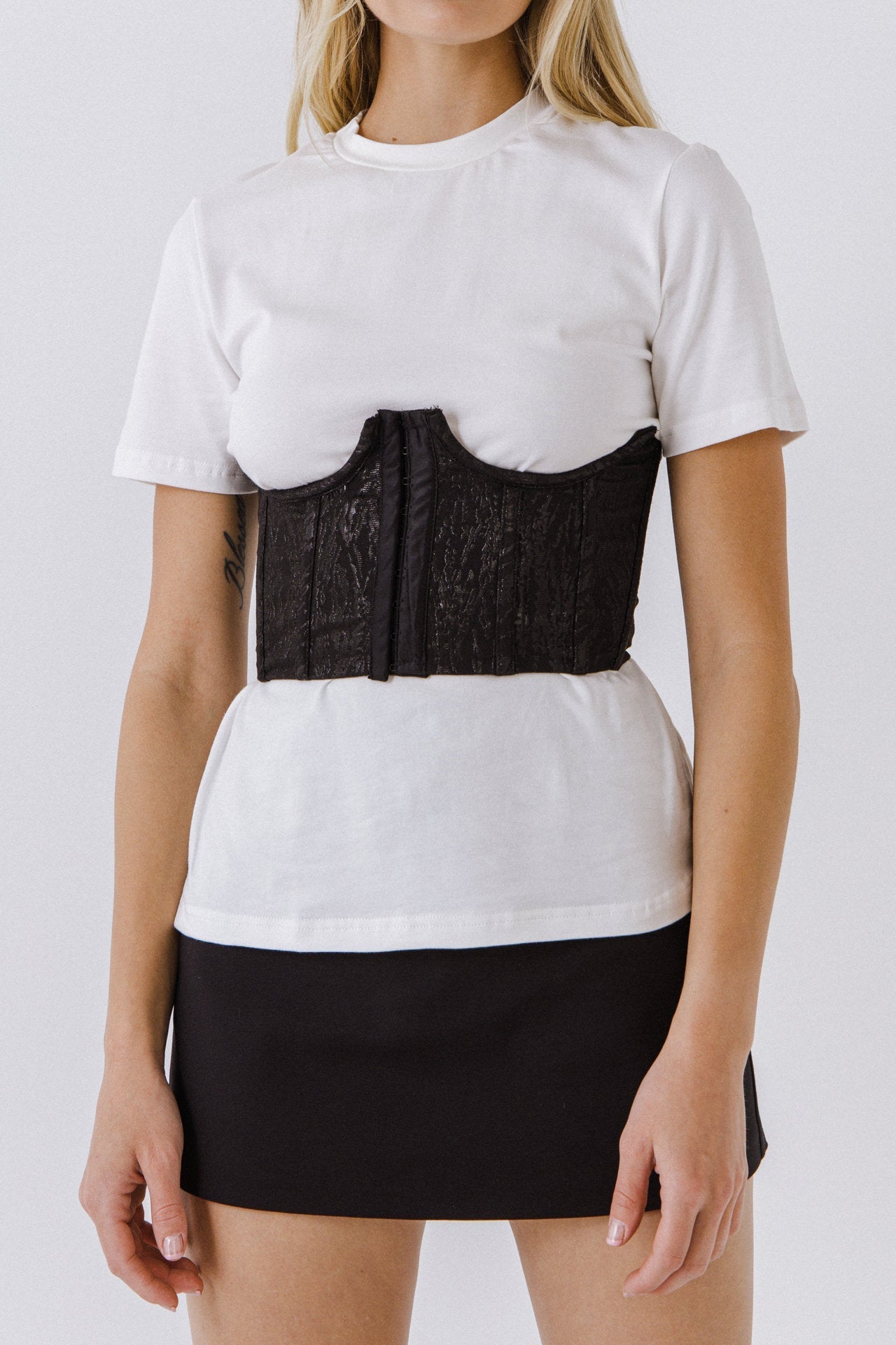 ENDLESS ROSE - Corset Contrast T-shirt - TOPS available at Objectrare