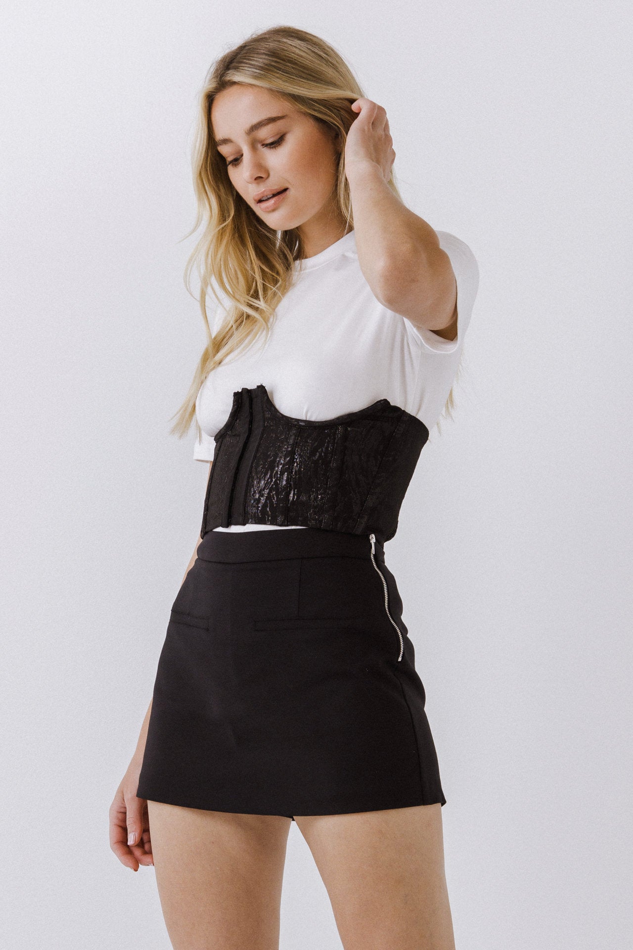 ENDLESS ROSE - Corset Contrast T-shirt - TOPS available at Objectrare