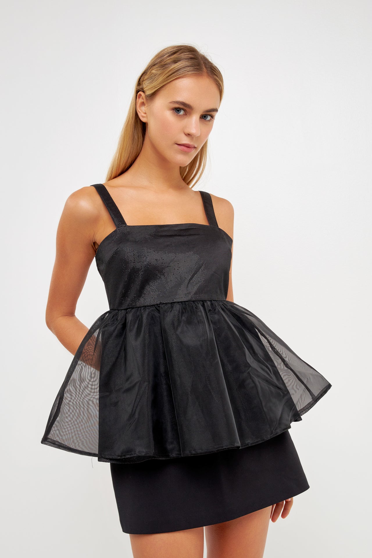 ENGLISH FACTORY - Sleeveless Peplum Tank Top - TOPS available at Objectrare