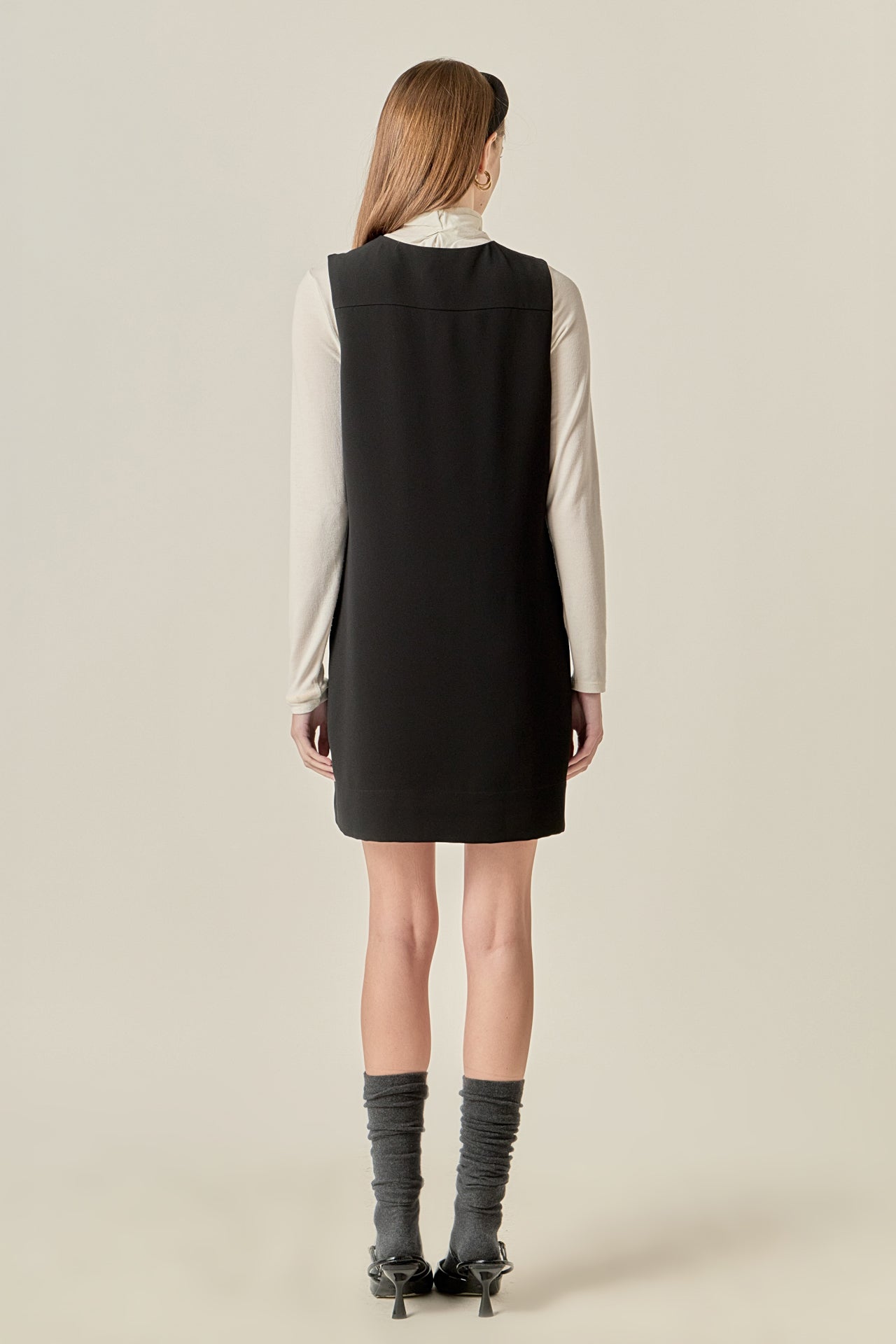 Lace-Up Detail Woven Mini Dress