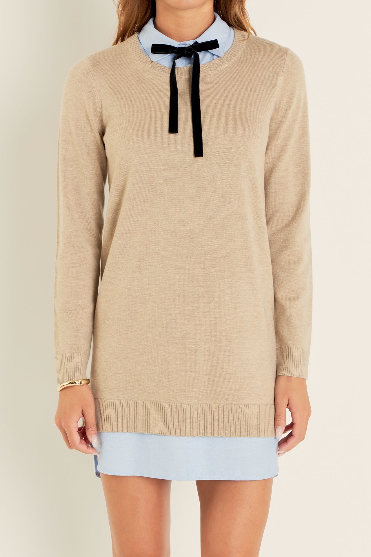 ENGLISH FACTORY - Knit Sweater Mini Dress with Bow - DRESSES available at Objectrare
