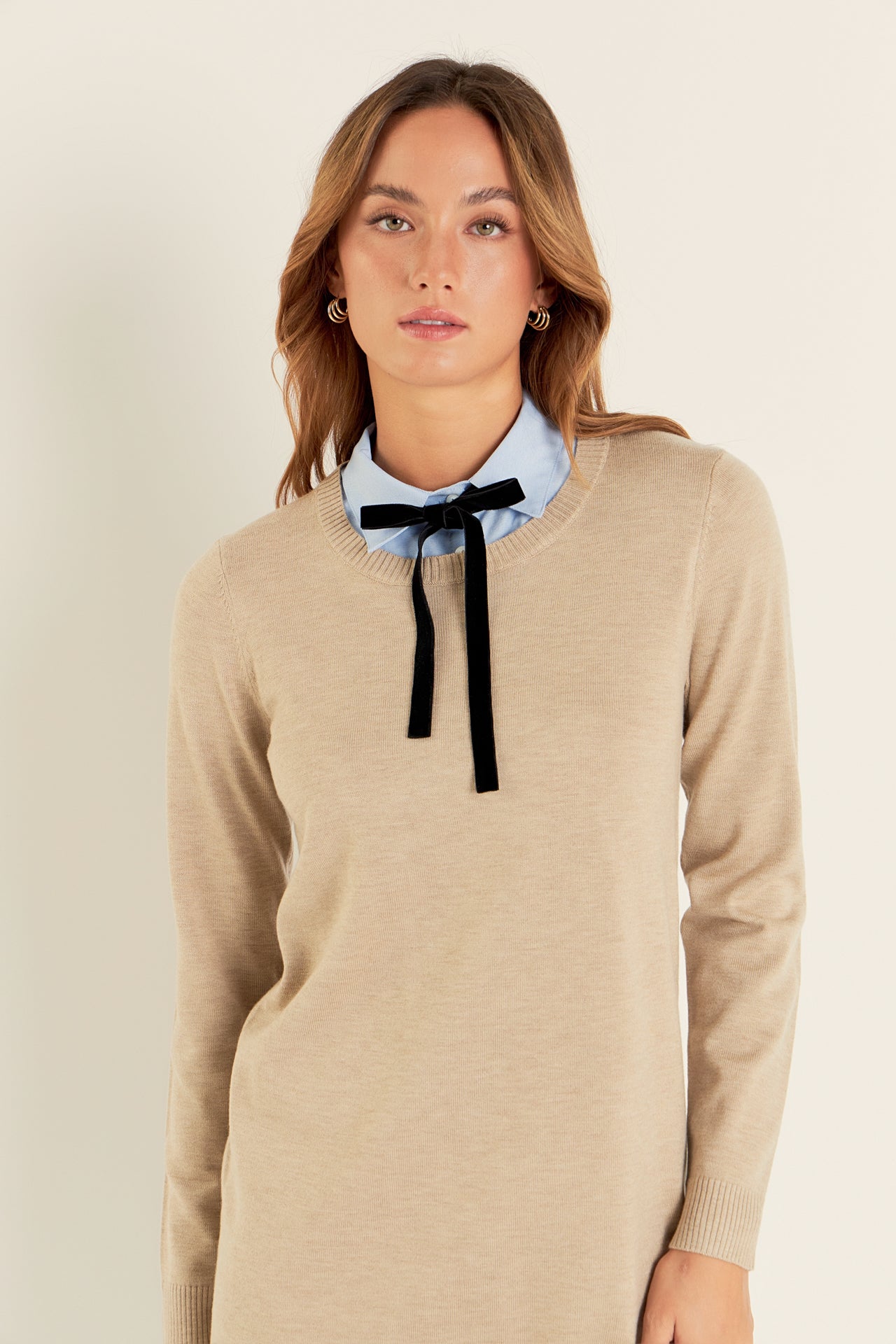 ENGLISH FACTORY - Knit Sweater Mini Dress with Bow - DRESSES available at Objectrare